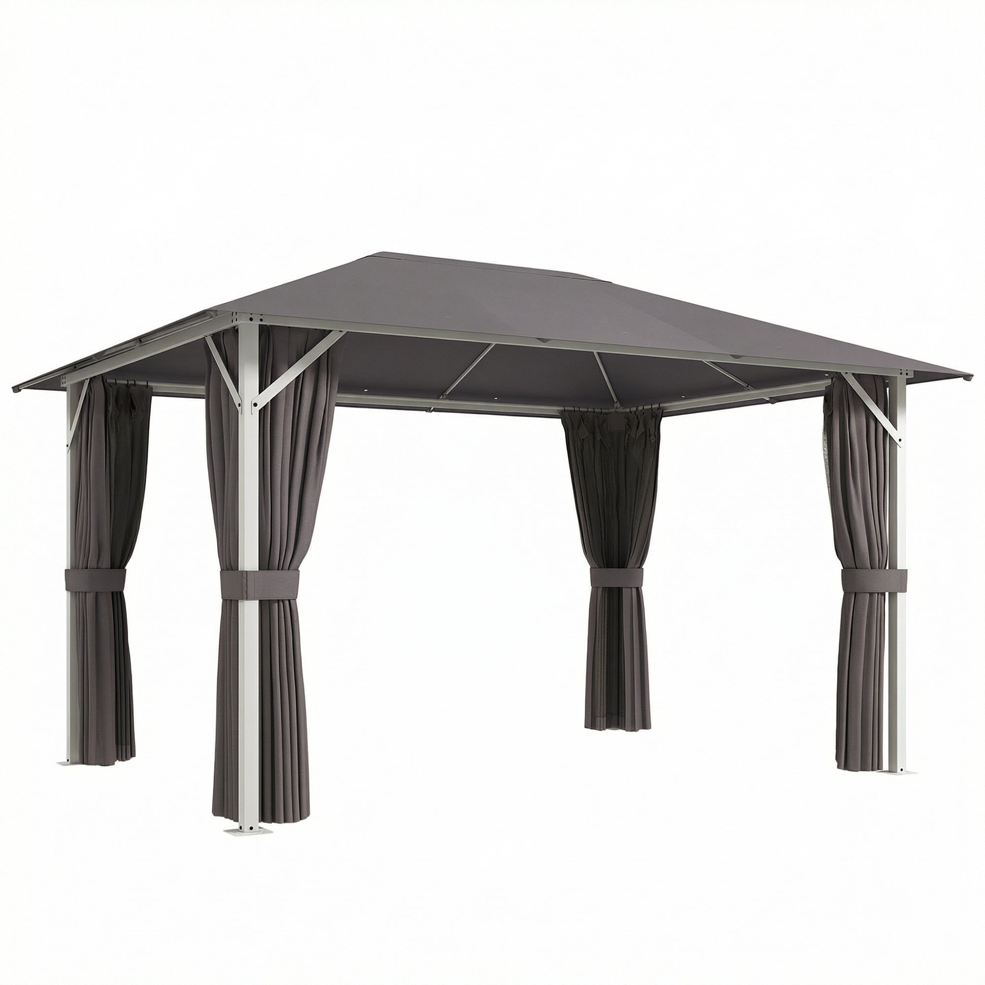 Gazebo approx. 4 x 3 m Waterproof, Sturdy & Winter-Resistant Garden Pavilion with Mosquito Net, 4 Side Panels, Vent & Drain Holes, UV50+ Party Tent — Dark Gray