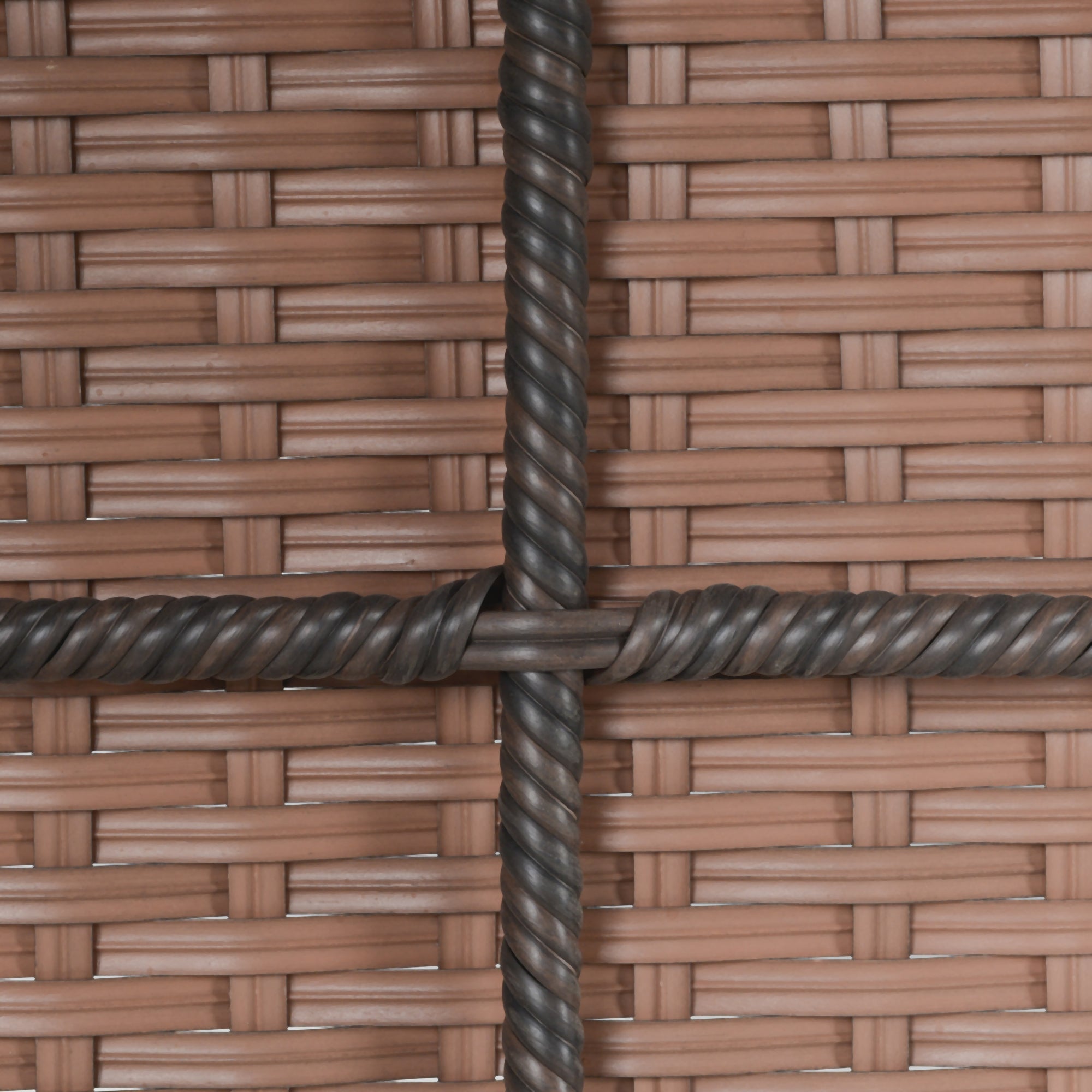 Swing Chair Rocking Armchair Garden Chair with Cushion, Polyrattan+Metal, Brown+Cream, 66 x 88 x 98 cm