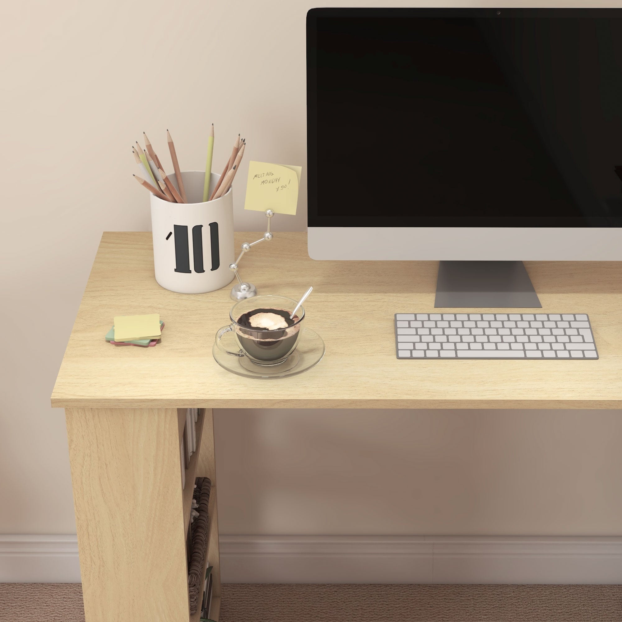 Rotating Corner Desk L-Shaped Desk with Shelf Desk with Shelves for Office Study 120x110x74.5 cm Natural and White