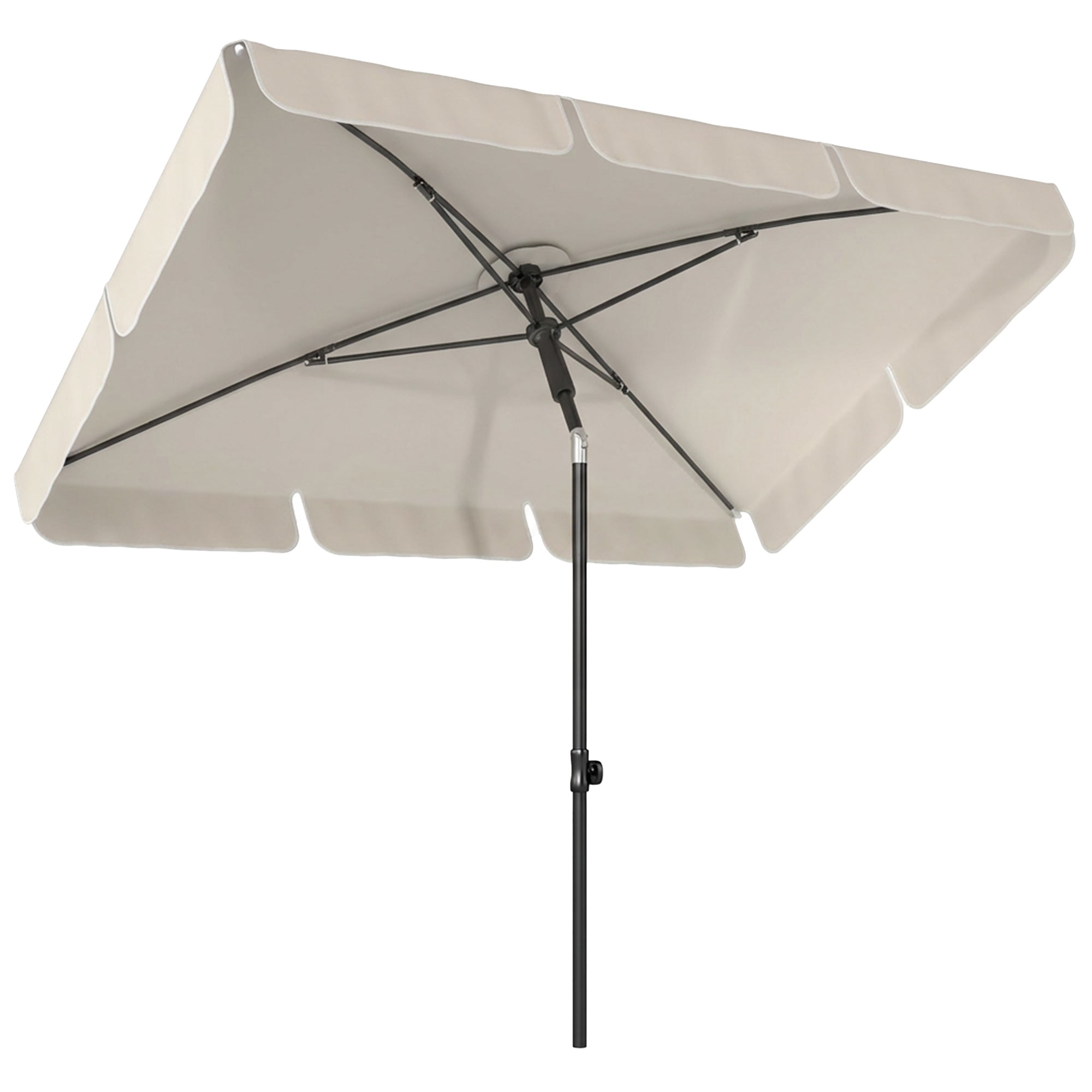 Rectangular Balcony Parasol 183 x 122 cm (72 x 48 in) – Water‑Repellent, 3‑Position Tilt, Crank, 8 Ribs, Beige
