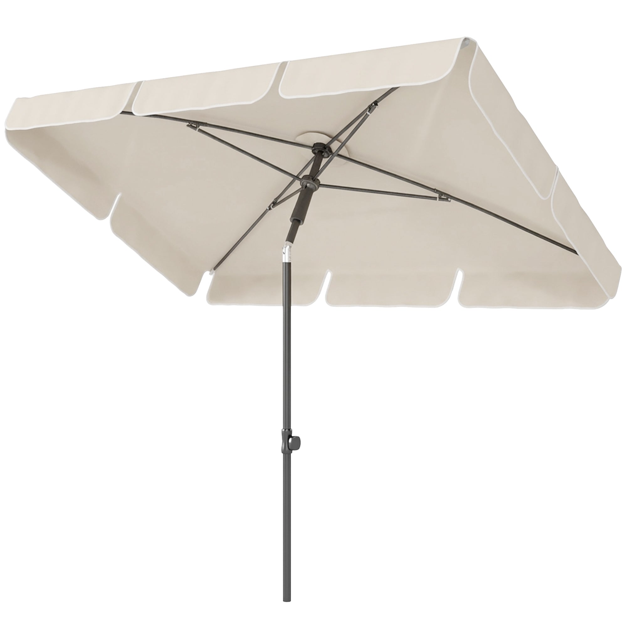 Rectangular Balcony Parasol 183 x 122 cm (72 x 48 in) – Water‑Repellent, 3‑Position Tilt, Crank, 8 Ribs, Beige