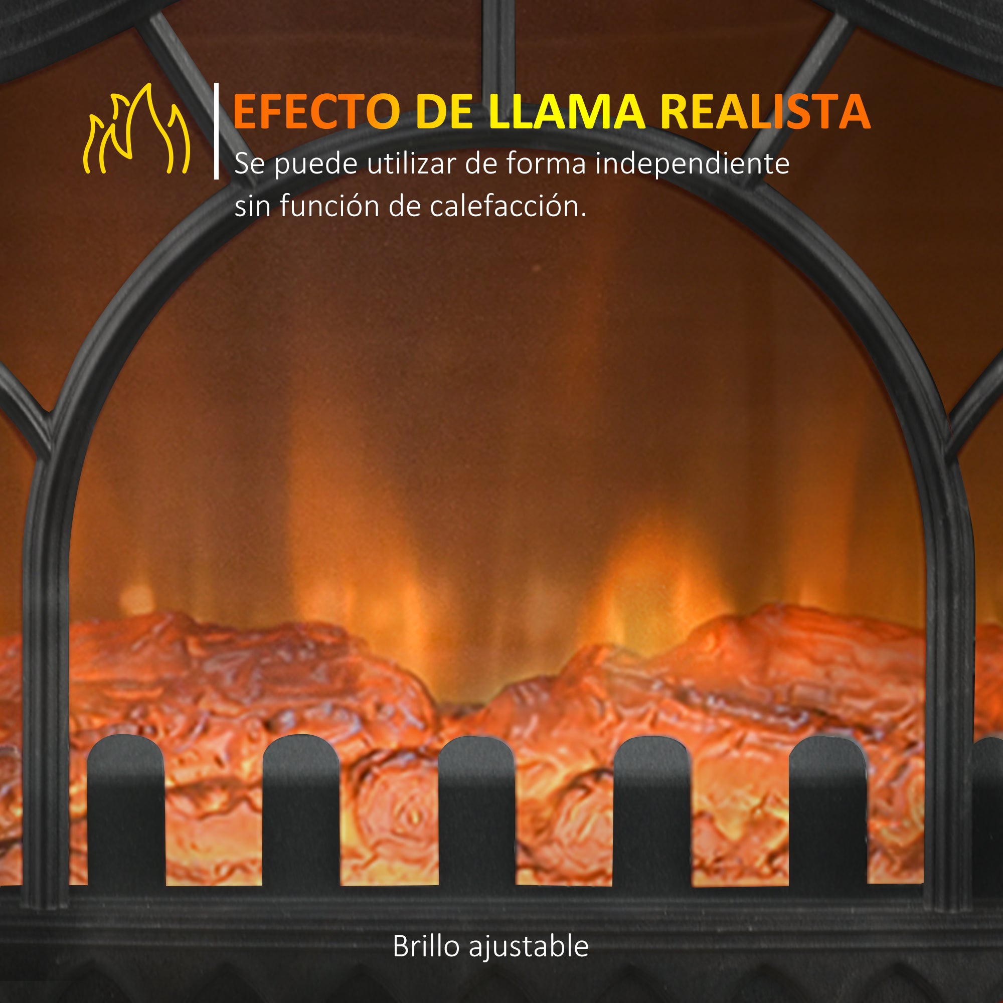 1000W/2000W Electric Fireplace Free Standing Decorative Fireplace with Adjustable Temperature Low Consumption Overheat Protection 3D Flame Effect for Room 15-30 m² Black