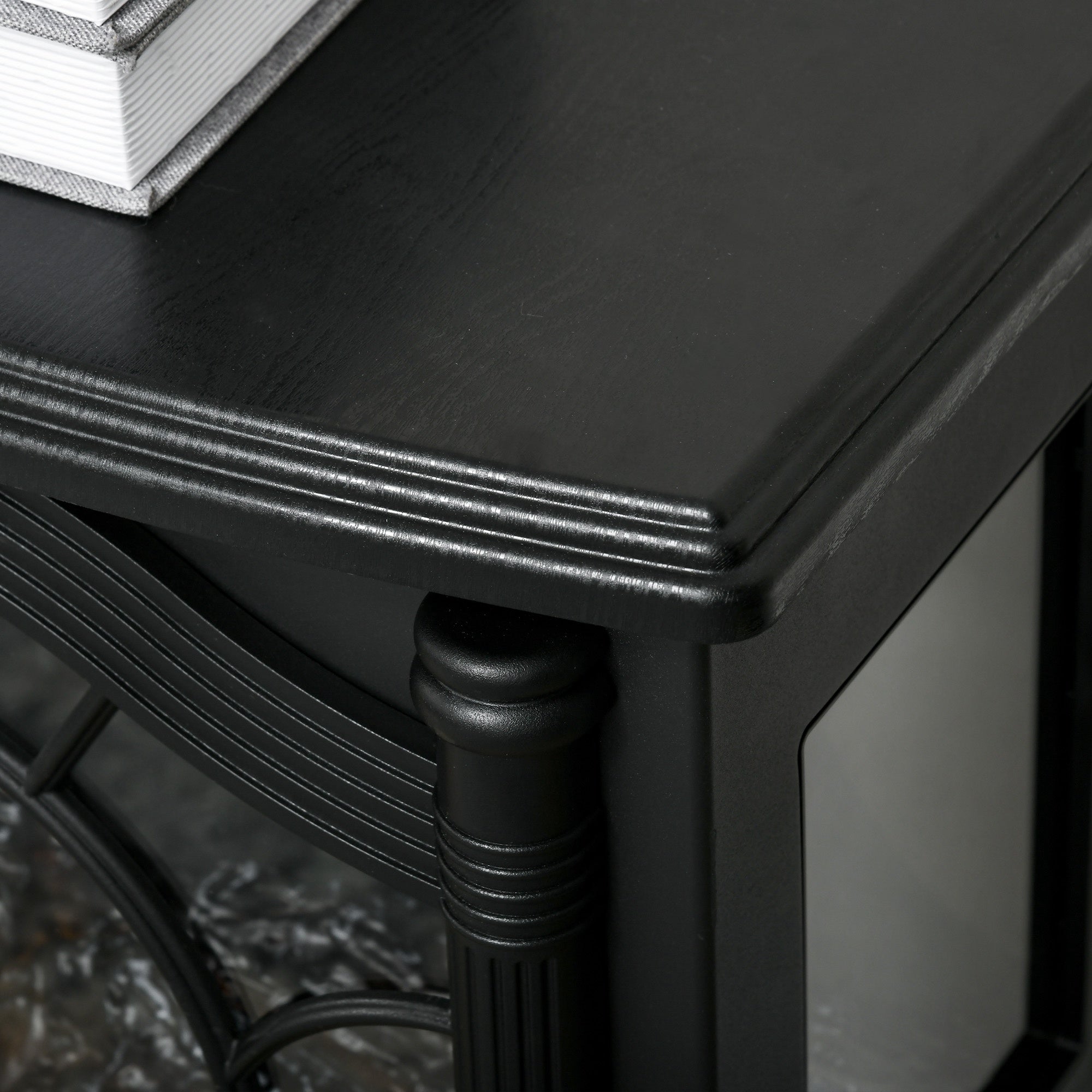 1000W/2000W Electric Fireplace Free Standing Decorative Fireplace with Adjustable Temperature Low Consumption Overheat Protection 3D Flame Effect for Room 15-30 m² Black