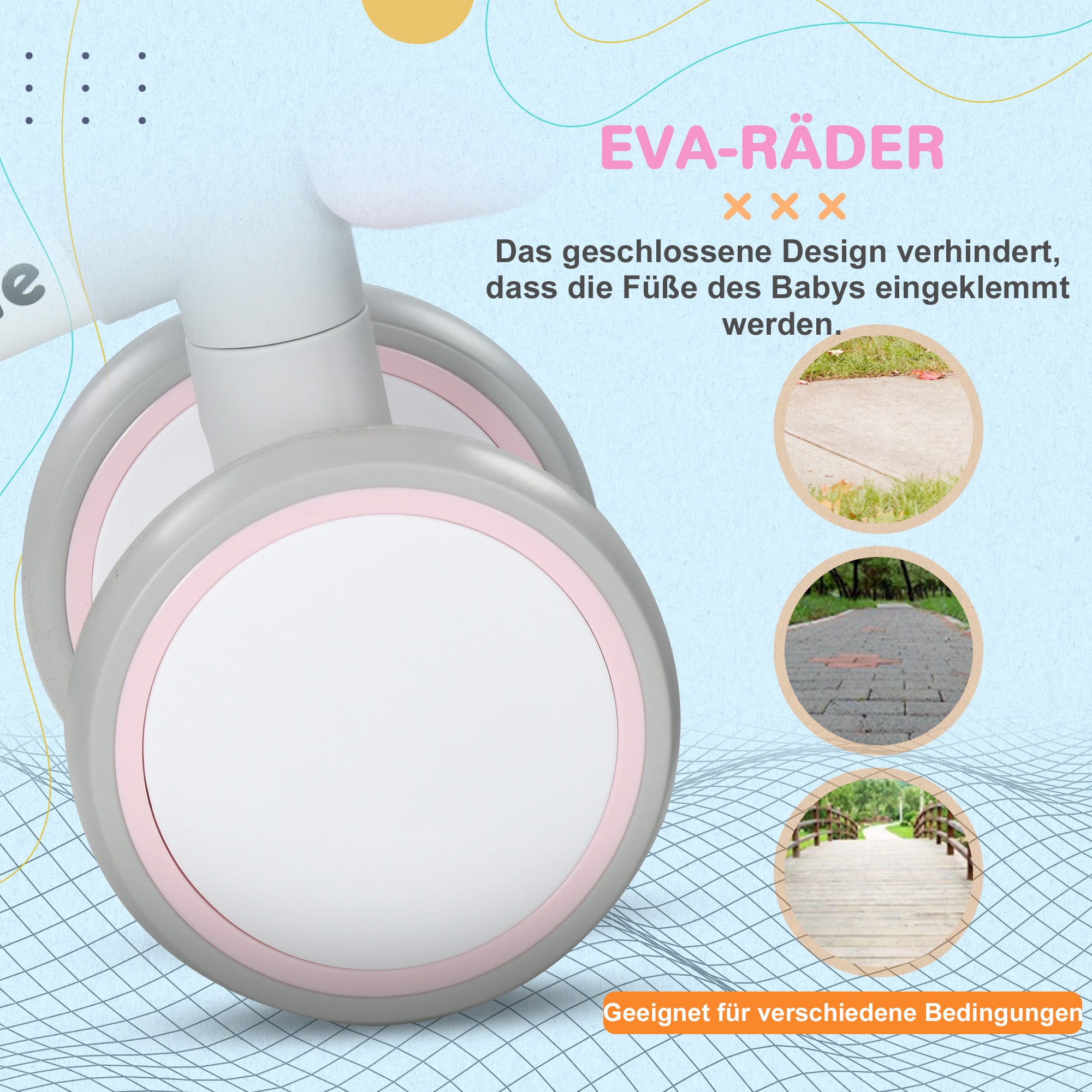 Kids Balance Bike from 1 Year Baby up to 20 kg Toddler bike with TPU wheels Basket Adjustable seat Saddle Children's Balance Bike Gifts for Boys Girls Toys Pink+White