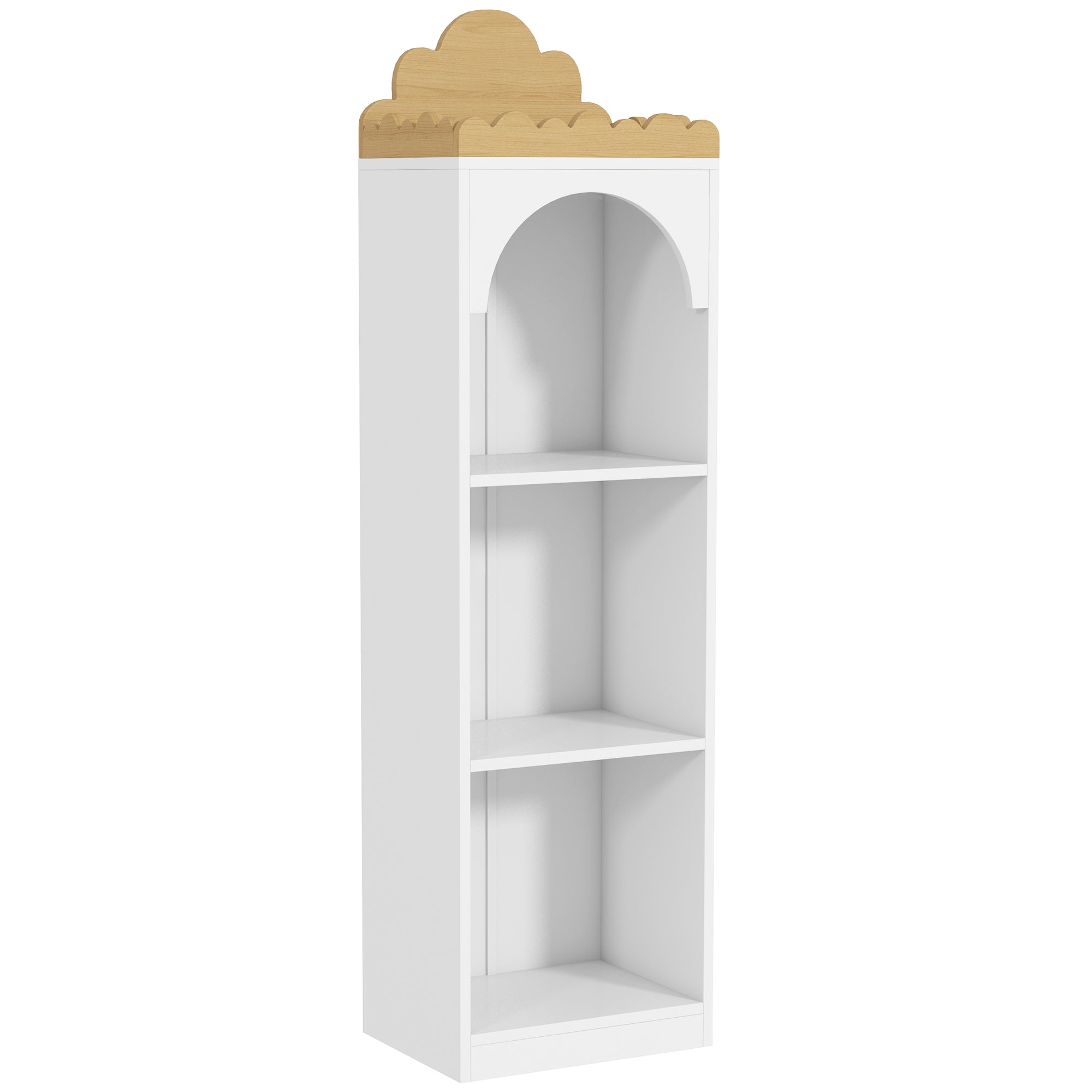Children's Bookshelf, Toy Shelf, 3 Levels, Cute Cloud Design, Children's Storage Furniture, Children's Book Storage, 40 x 30 x 139.5 cm, for Bedroom, Reading Nook, White