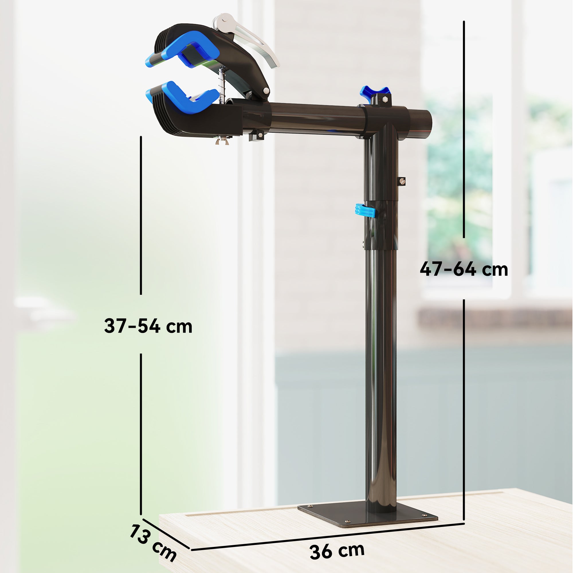 Bike Repair Stand, height-adjustable workshop stand, floor or wall-mounted bike stand, max load 25kg, maintenance repair assembly for MTB, road bike, black