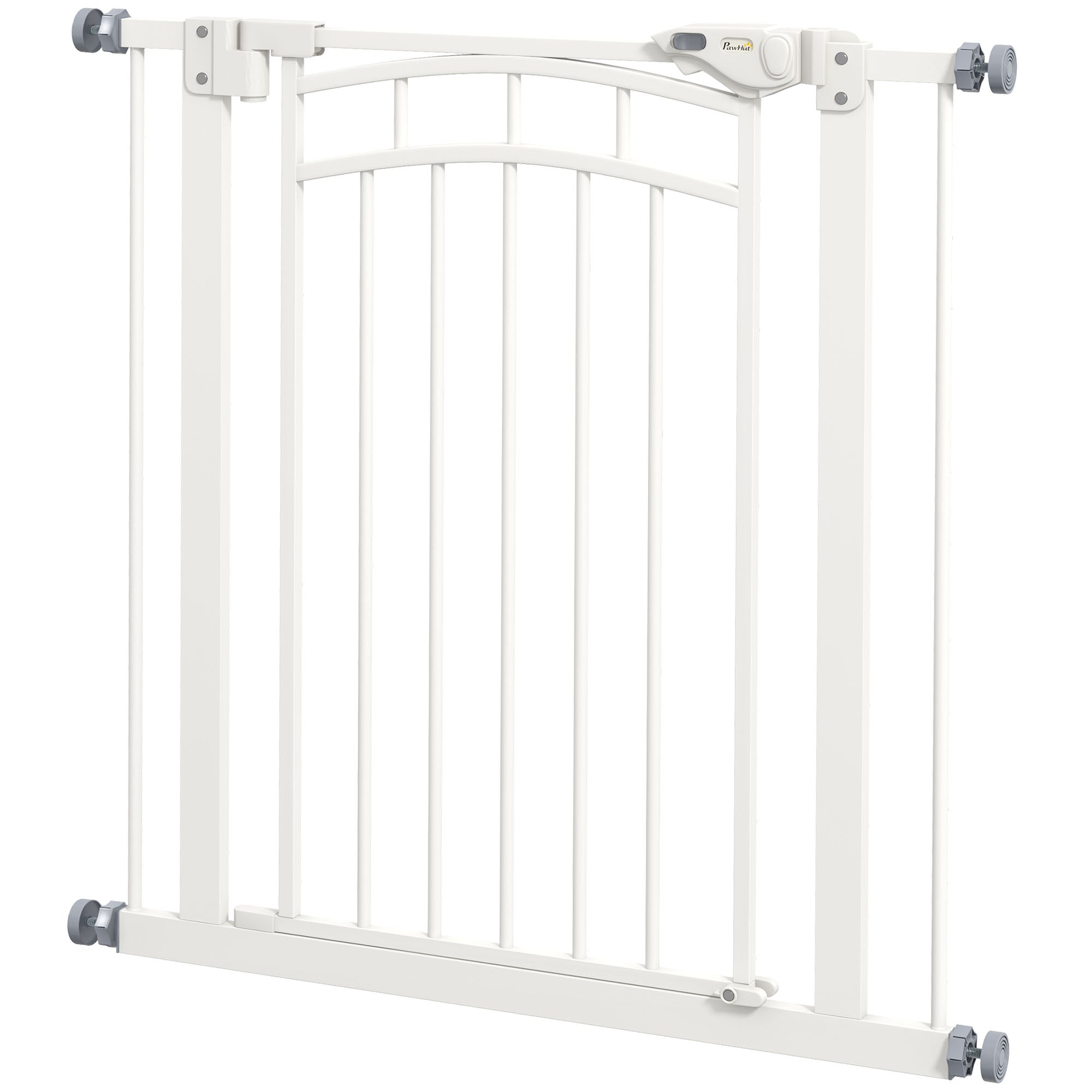 Expandable Dog Safety Gate 74-80 cm, double locking, auto-close, pressure mount stair gate, height 76 cm, white