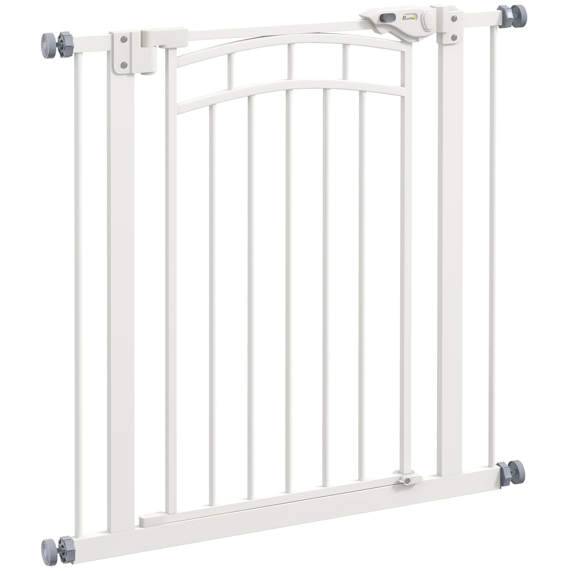 Expandable Dog Safety Gate 74-80 cm, double locking, auto-close, pressure mount stair gate, height 76 cm, white