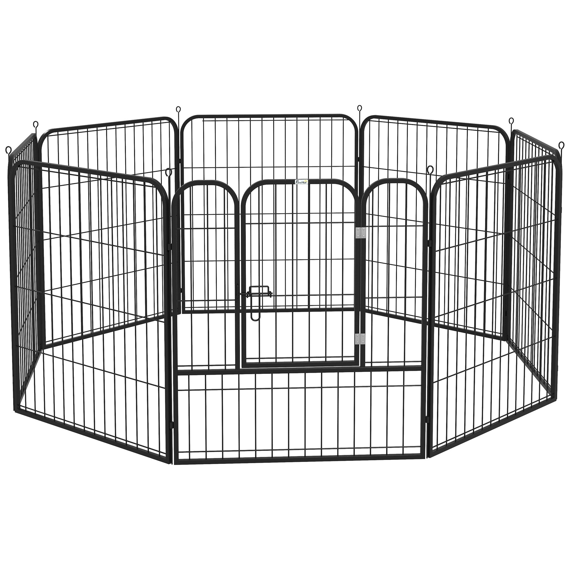 Puppy Playpen Enclosure Play Yard Pet Pen Playpen Dog Run customizable shape with door Metal 80 x 80 cm Black