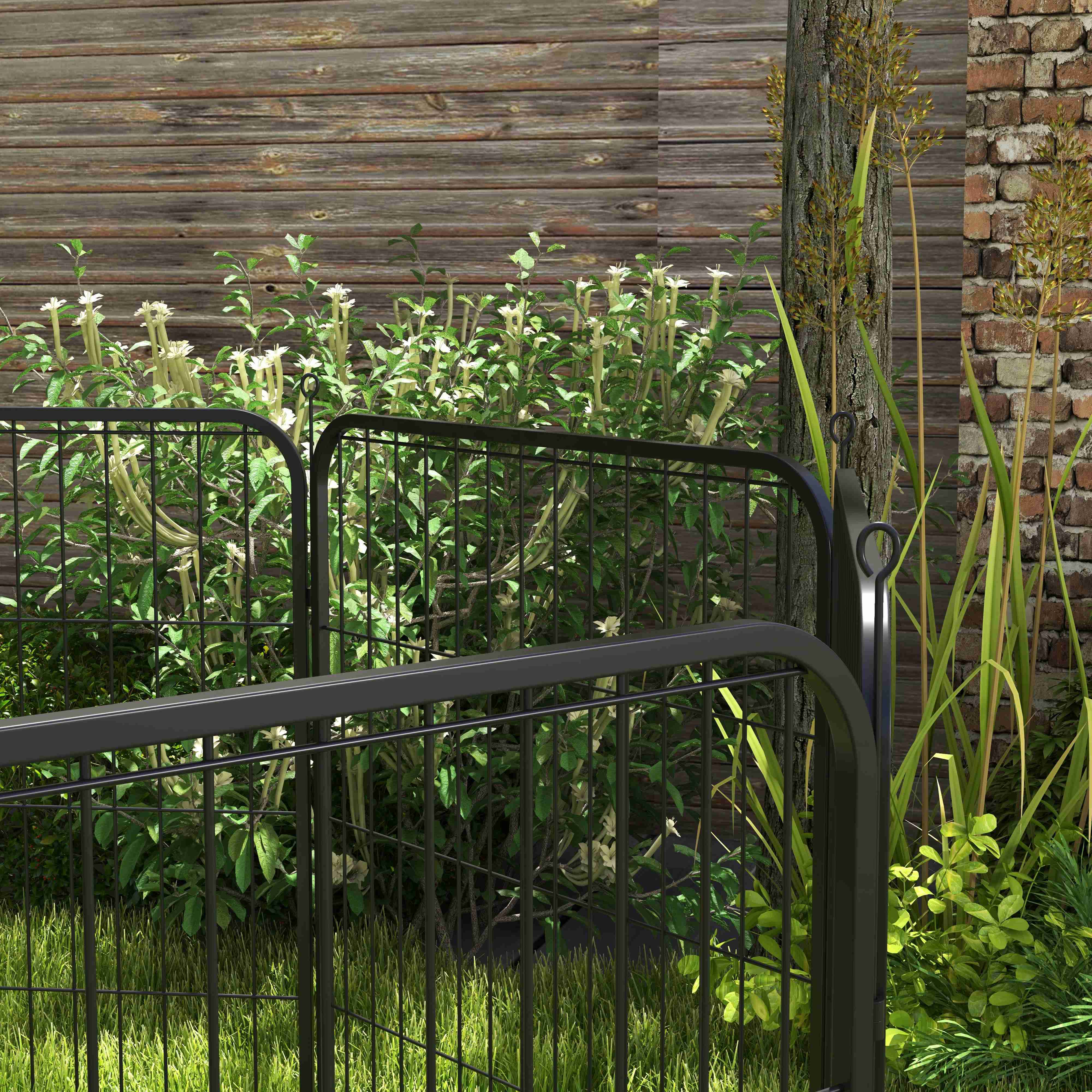 Puppy Playpen Enclosure Play Yard Pet Pen Playpen Dog Run customizable shape with door Metal 80 x 80 cm Black