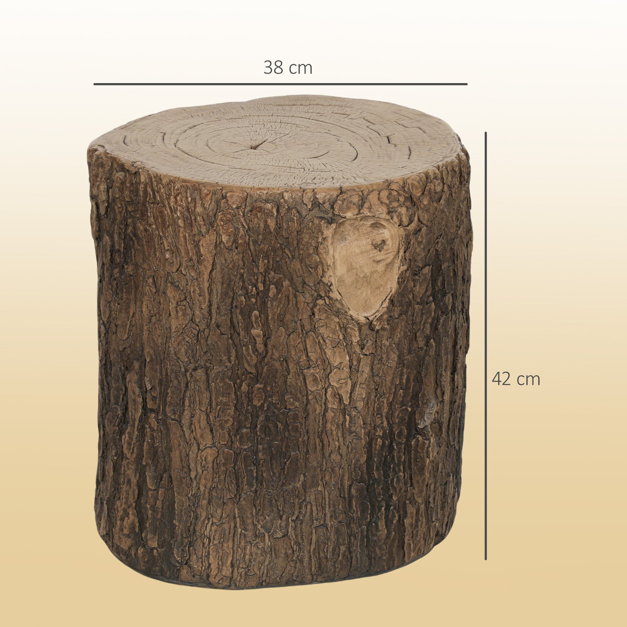 Decorative Garden Tree Trunk Ø38x42 cm Natural Style in Magnesium Oxide Use as Side Table Stool or Plant Stand Indoor and Outdoor
