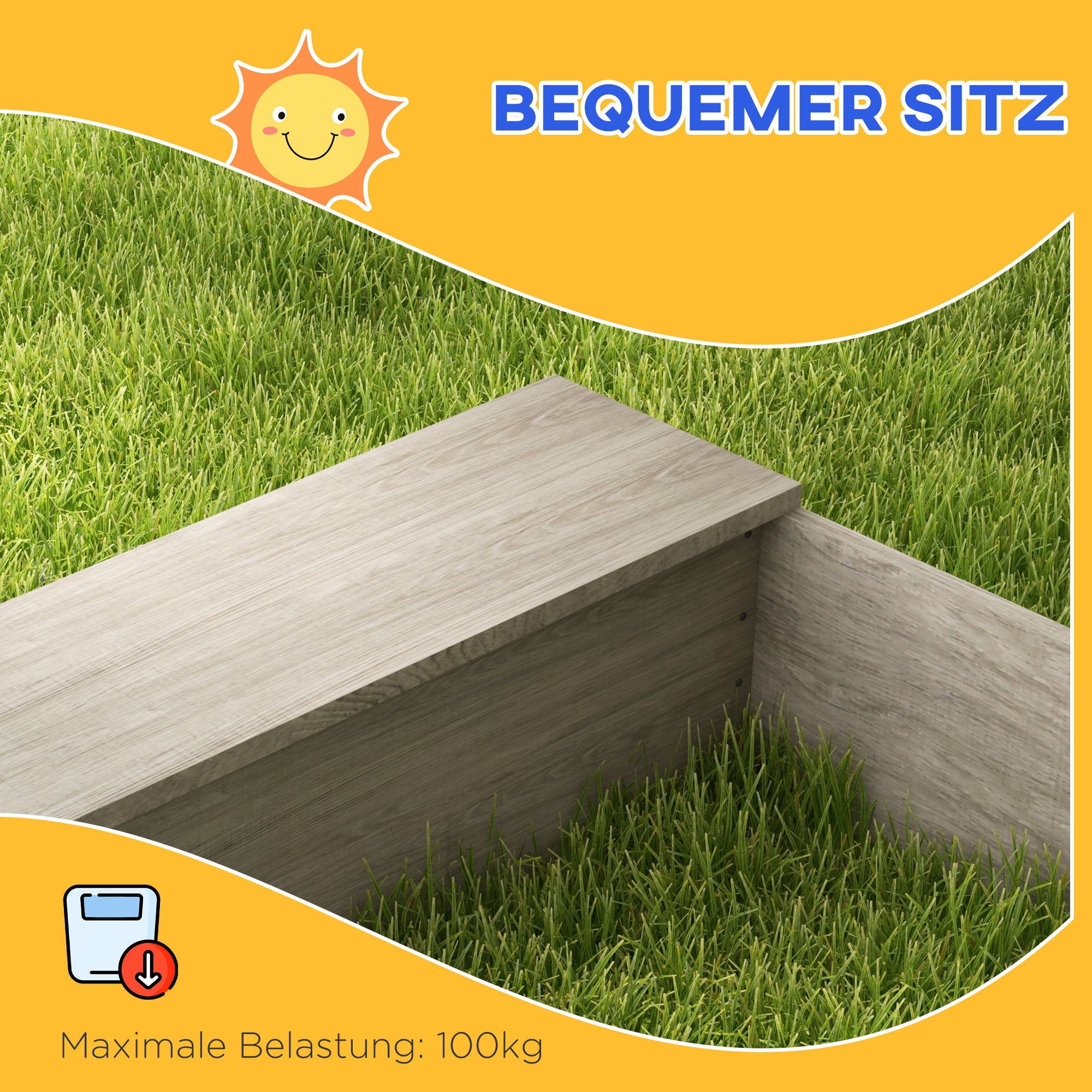 Sandbox with Kitchen Elements, Wooden Sandpit, 154 x 80 x 60 cm Sandbox Bottomless Design for 3-7 Year Olds Children, Garden, Gray
