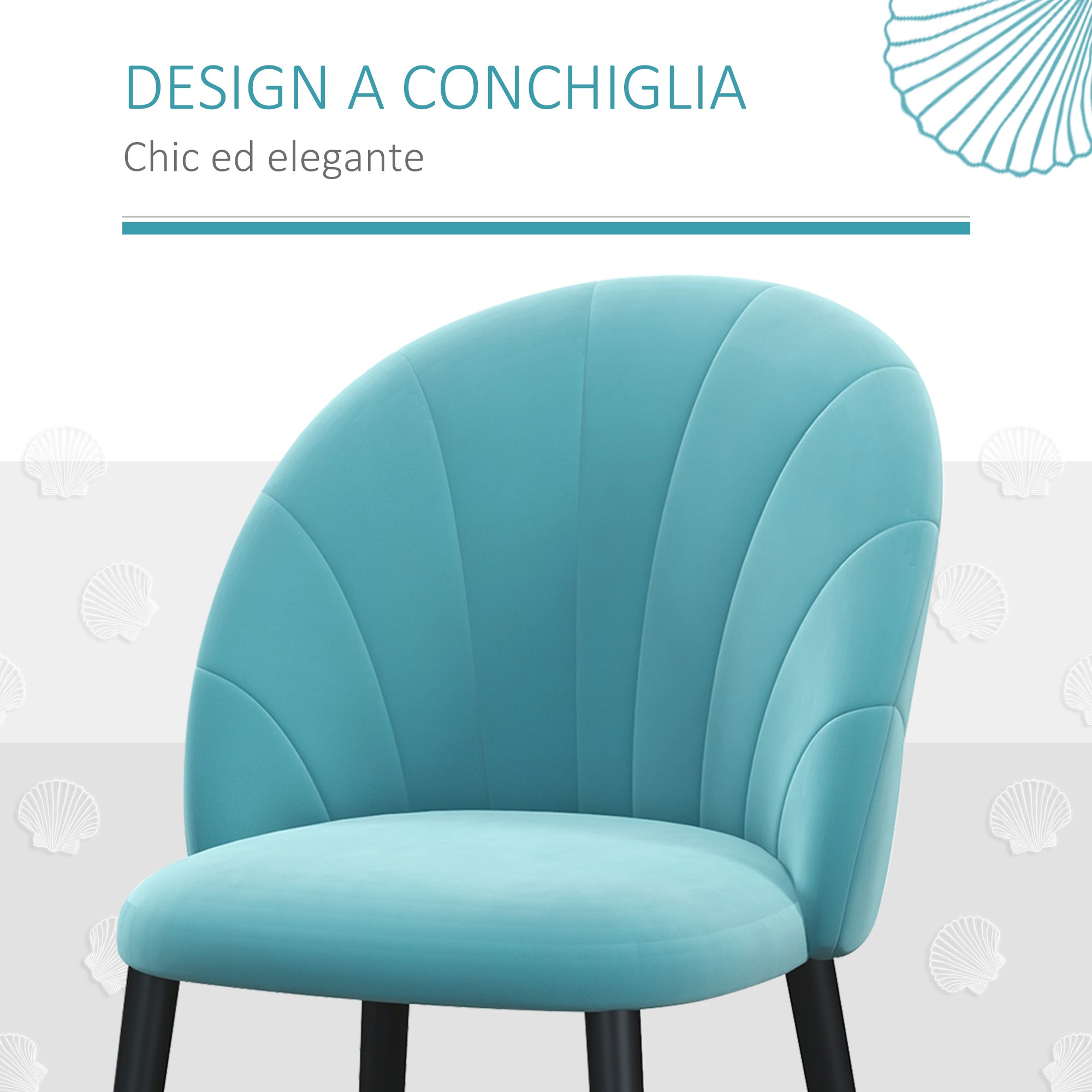 Set of 2 Velvet Dining Room Chairs, Kitchen and Living Room Chairs with Metal Legs and Shell Back, Beige