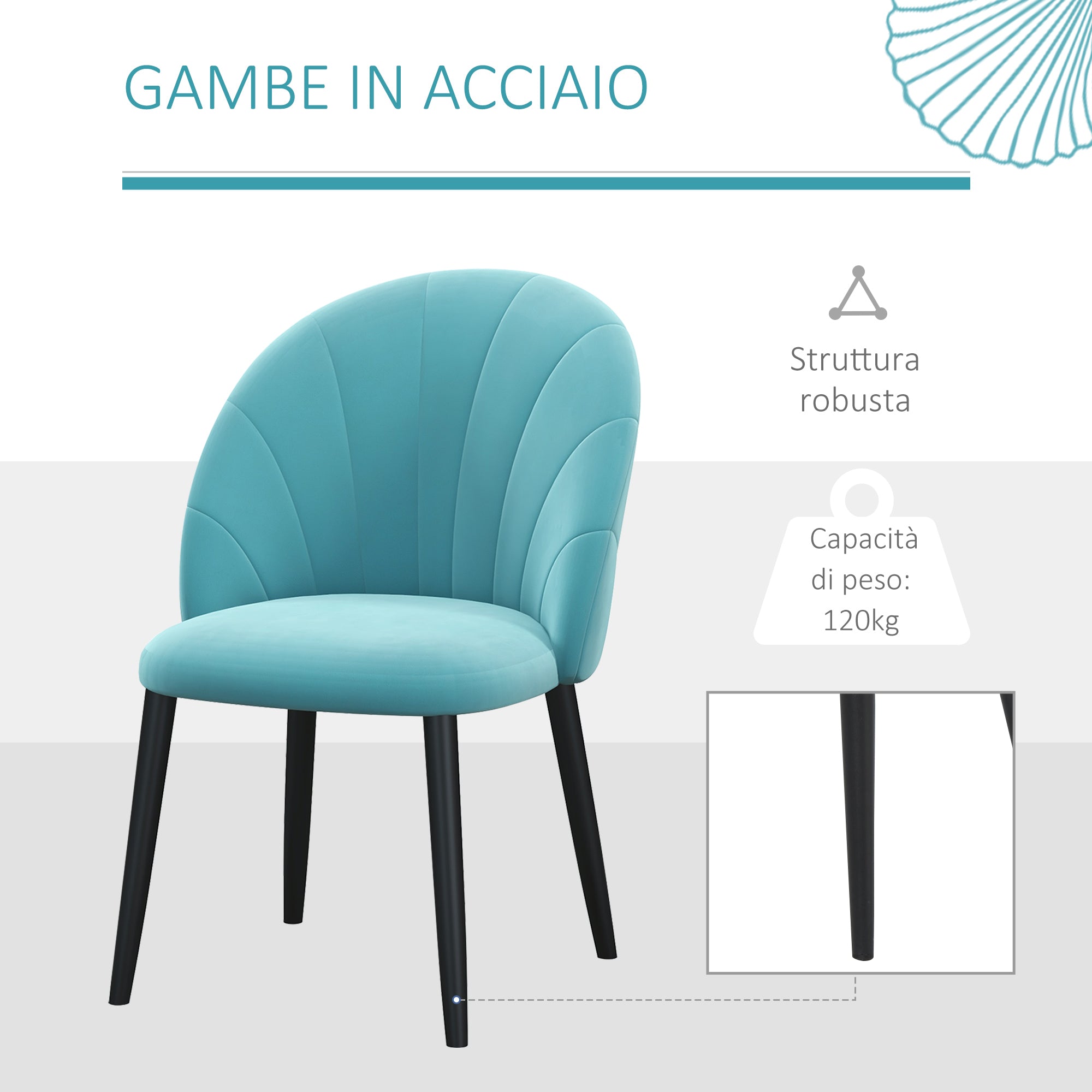 Set of 2 Velvet Dining Room Chairs, Kitchen and Living Room Chairs with Metal Legs and Shell Back, Beige