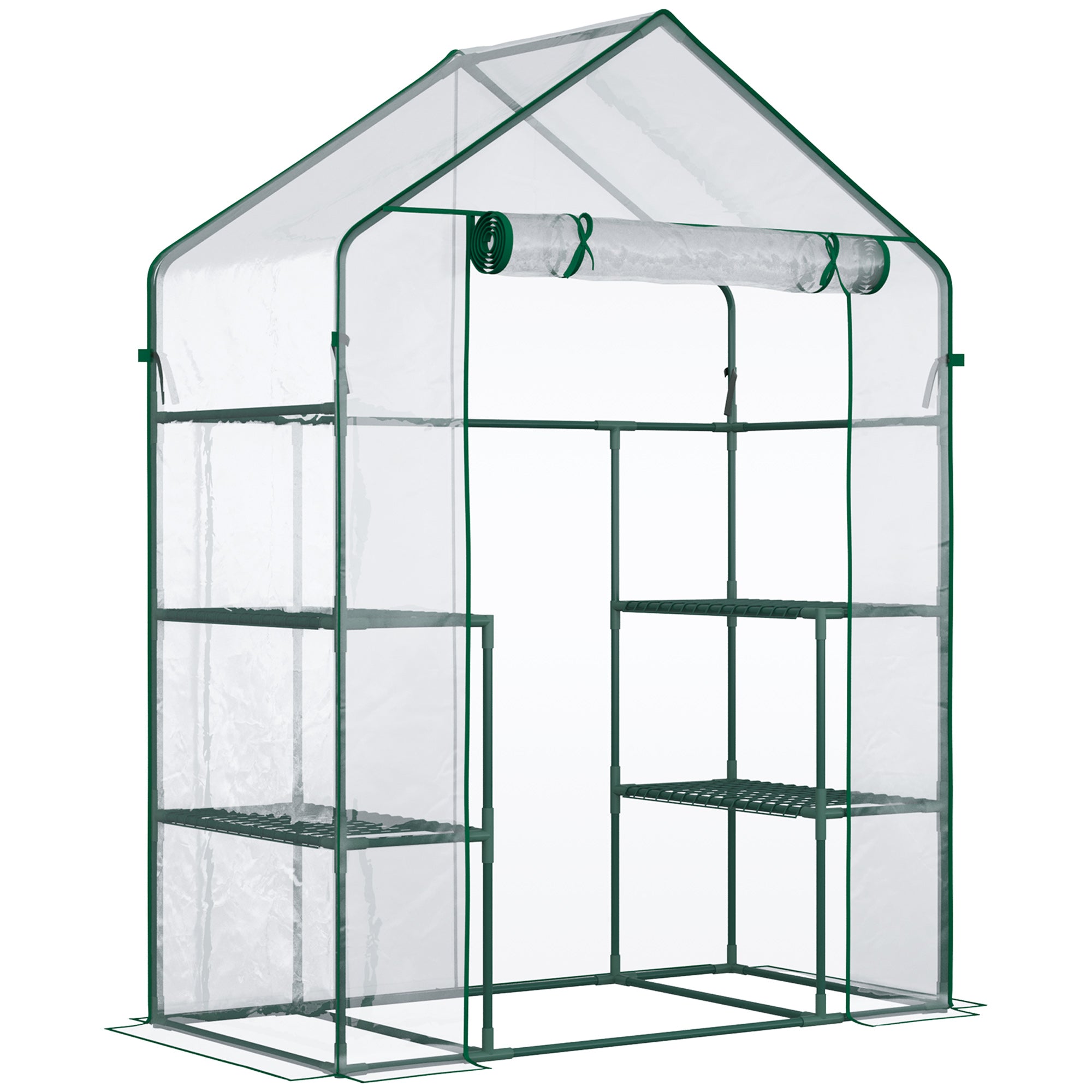 Walk-in Greenhouse Tomato Greenhouse Cold Frame with 6 Shelves Transparent Steel PVC Plastic 142 x 73 x 195 cm