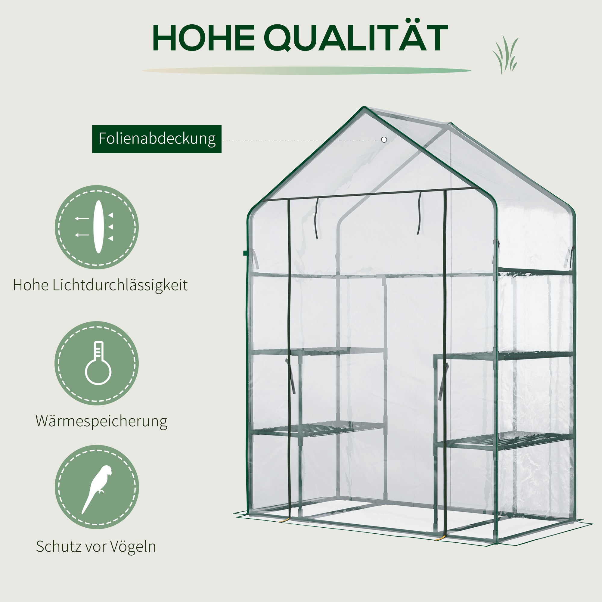 Walk-in Greenhouse Tomato Greenhouse Cold Frame with 6 Shelves Transparent Steel PVC Plastic 142 x 73 x 195 cm