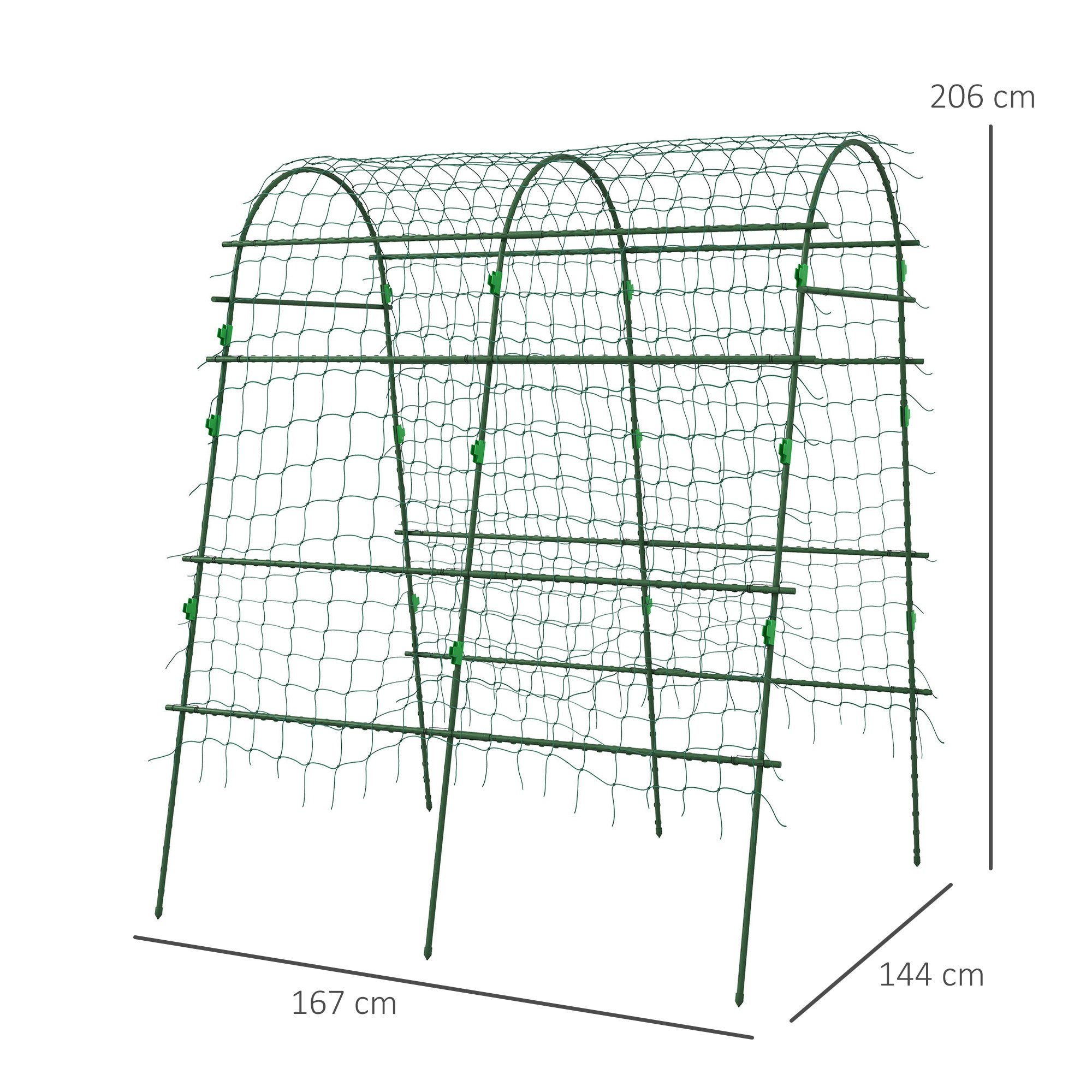Metal Trellis Rustproof Plant Trellis for Climbing Plants Cucumbers Trellis 144 x 167 x 206 cm Garden Trellis Plant Trellis for Tomatoes, Vegetables, Flowers Climbing Plants Black