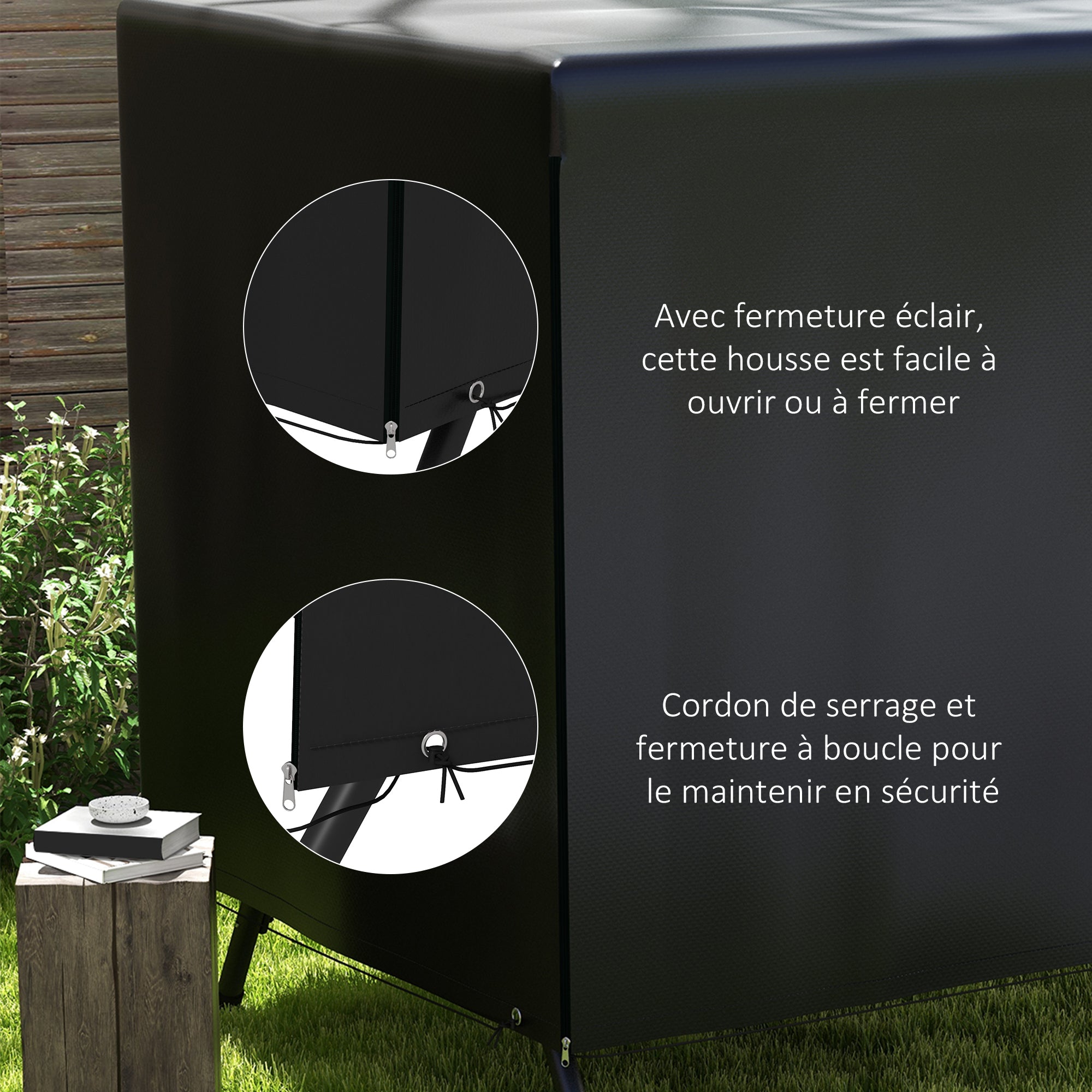 Garden Swing Protective Cover Waterproof Tarp 2.15L x 1.55W x 1.5H m PE Black