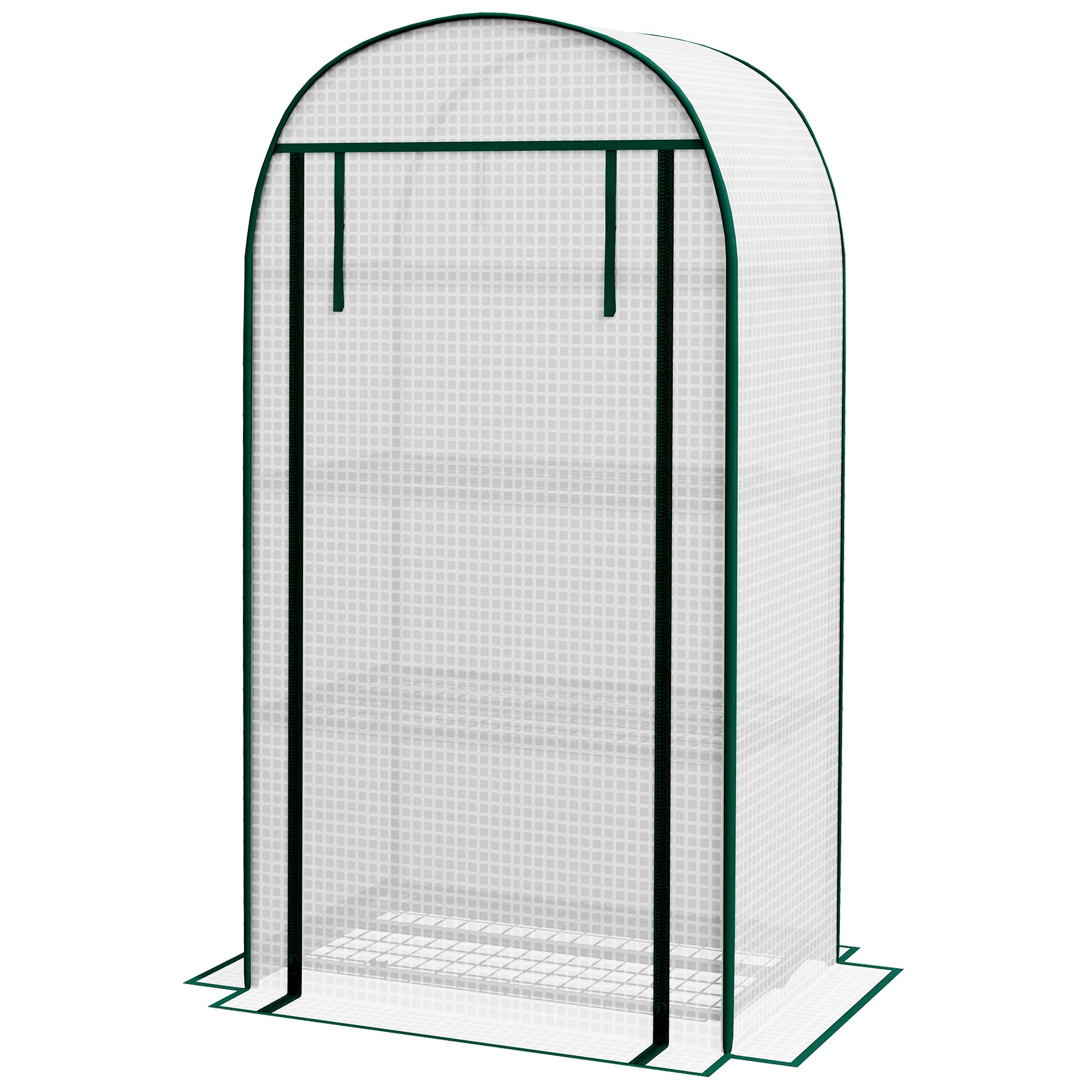 4-Tier PE Garden Greenhouse with Shelves, Balcony Greenhouse, Reinforced 130 g/m² Tarpaulin, Steel Frame, Roll-Up Zippered Door, for Vegetables Plants Flowers, 80 x 50 x 160 cm, White