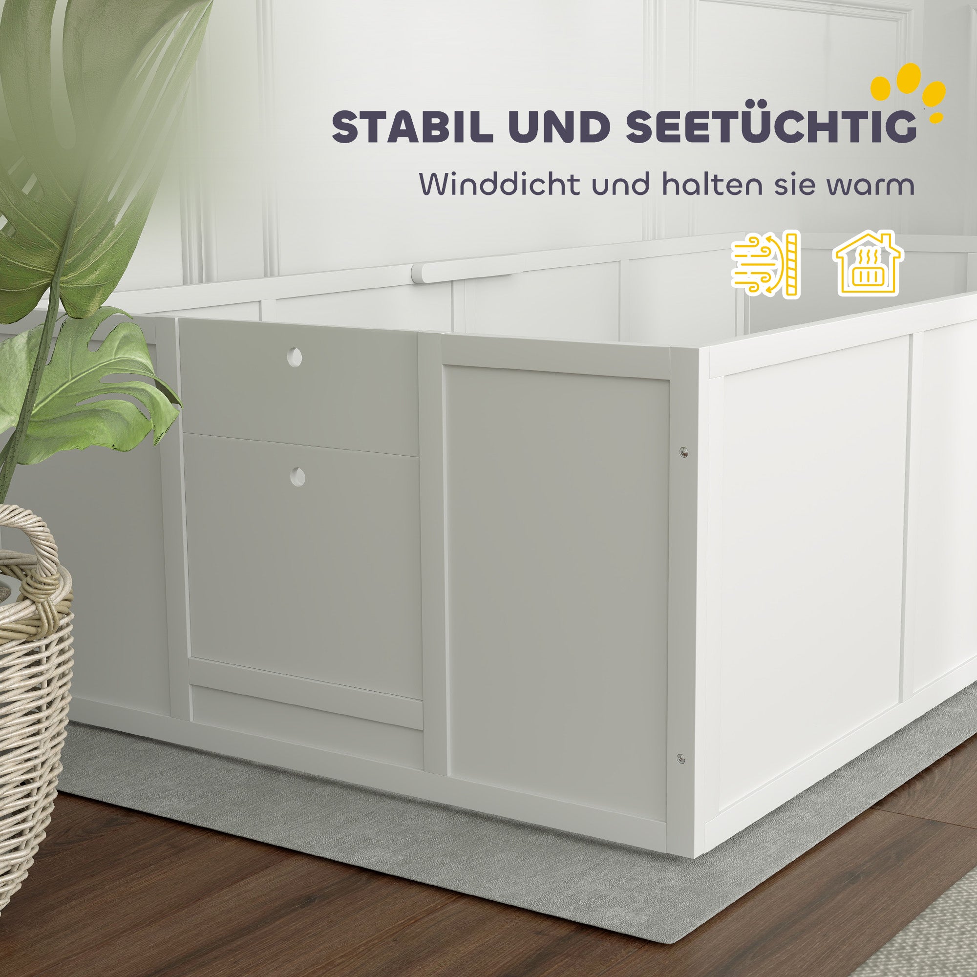 Whelping Box for Puppies, Puppy Pen with Adjustable Door, Non-Slip Dog Playpen, Puppy Playpen, Puppy Whelping Box for Small to Large Dogs, 196x96x48 cm, White