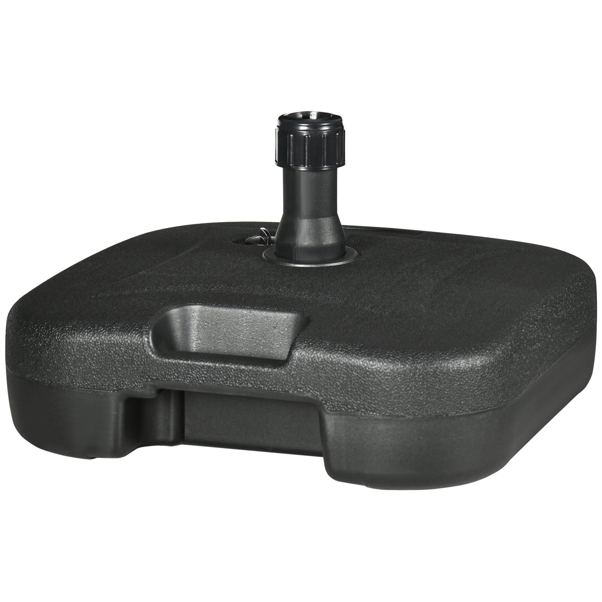 Umbrella Stand Base Fillable with Sand Water Rounded Corners HDPE Plastic Black 46 x 45 x 26 cm up to 30 kg Net Weight 1.6Kg
