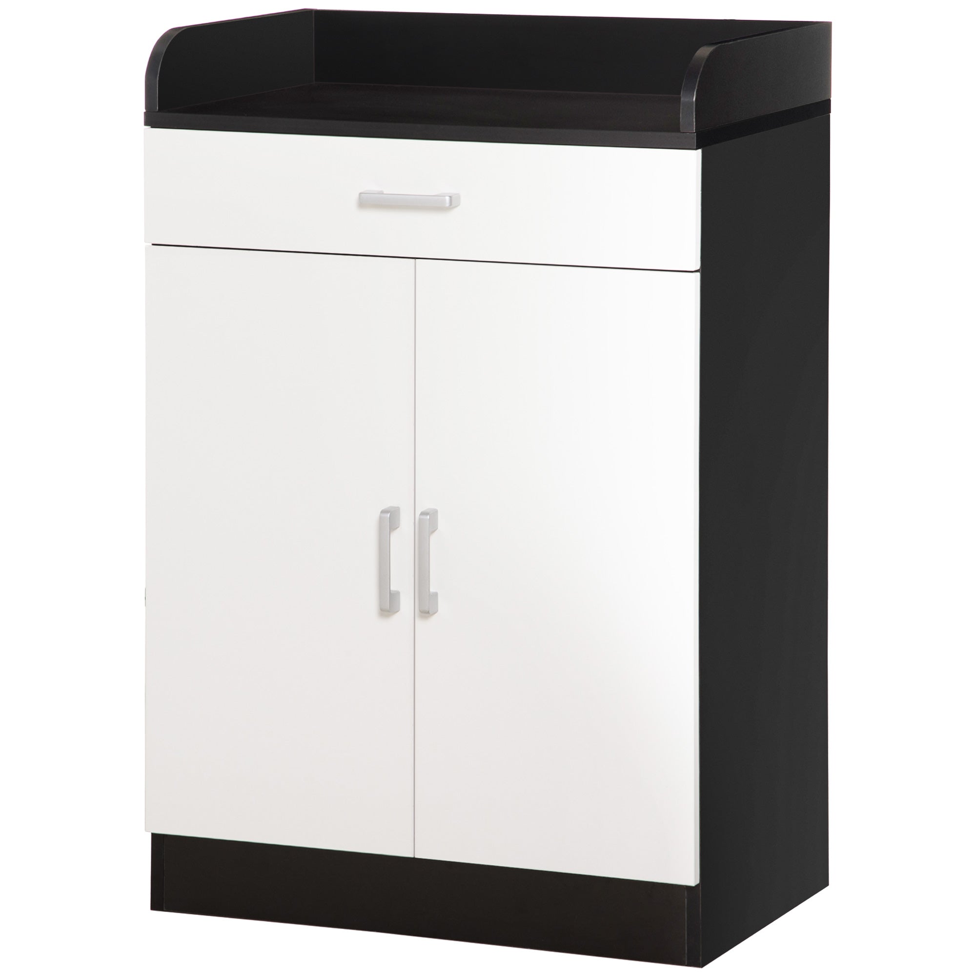 Wooden Cabinet with Drawer, Adjustable Shelf, Space-Saving Kitchen Cabinet, Living Room, and Entrance Hallway, in MDF wood, 60x40x90cm, Black and White