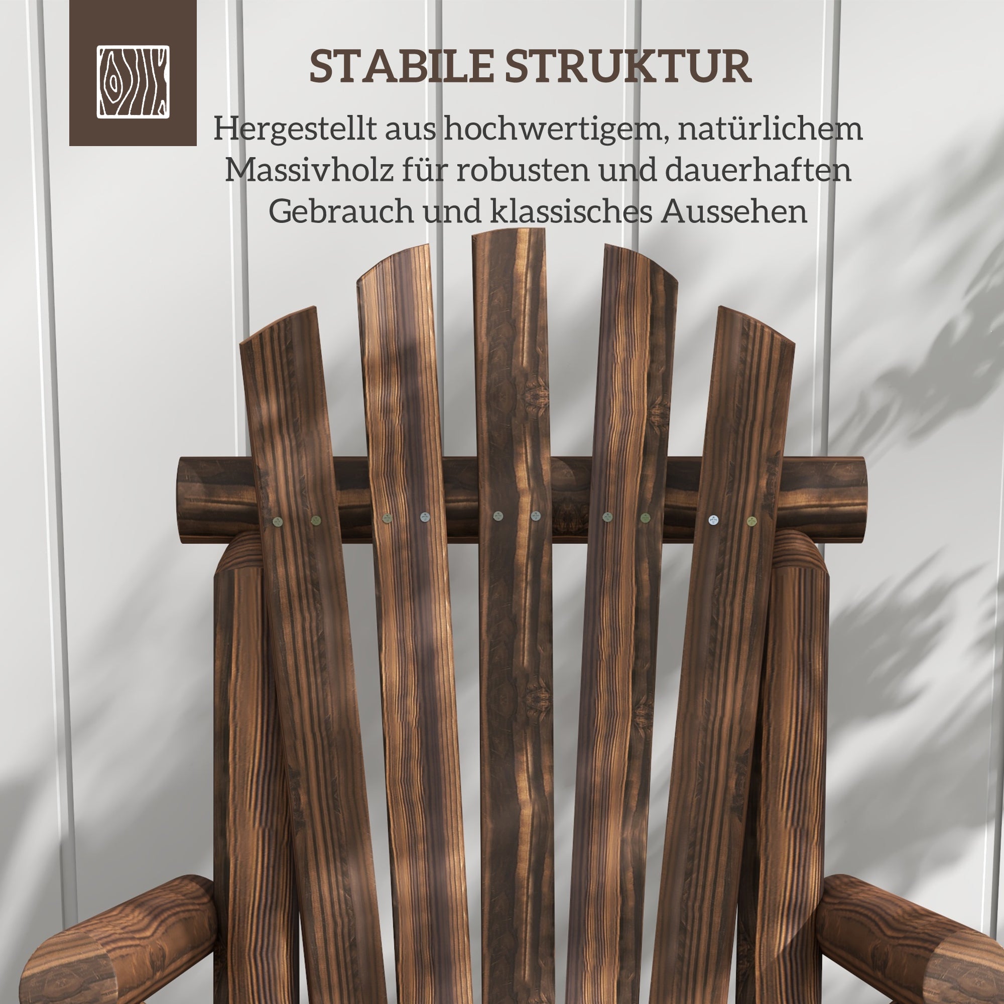 Adirondack Chair Weatherproof Adirondack Chair made of Wood Outdoor Garden Chair with High Backrest and Armrests Balcony Chair Garden Seat for Garden, Terrace Balcony 83 x 68 x 101 cm Charcoal