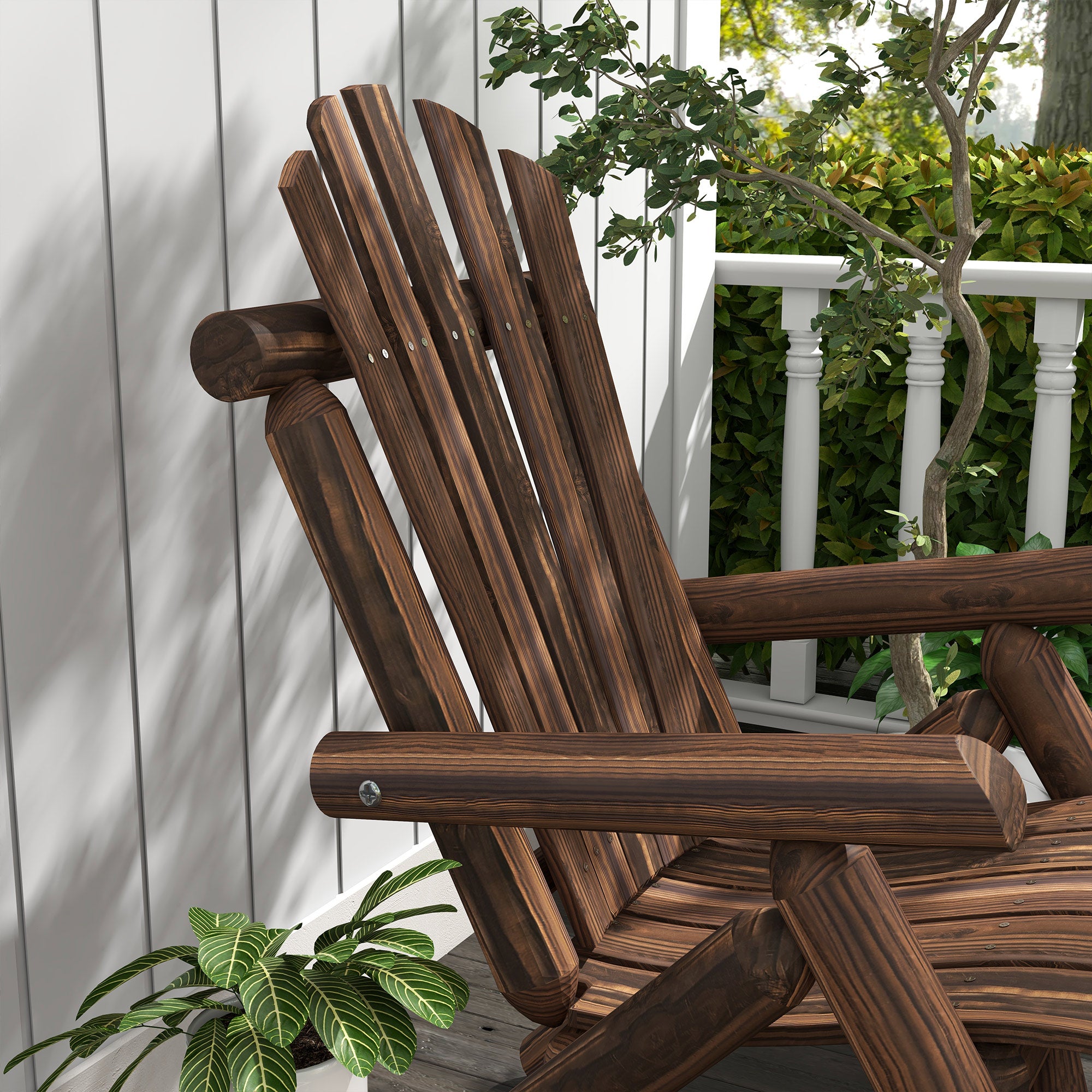 Adirondack Chair Weatherproof Adirondack Chair made of Wood Outdoor Garden Chair with High Backrest and Armrests Balcony Chair Garden Seat for Garden, Terrace Balcony 83 x 68 x 101 cm Charcoal