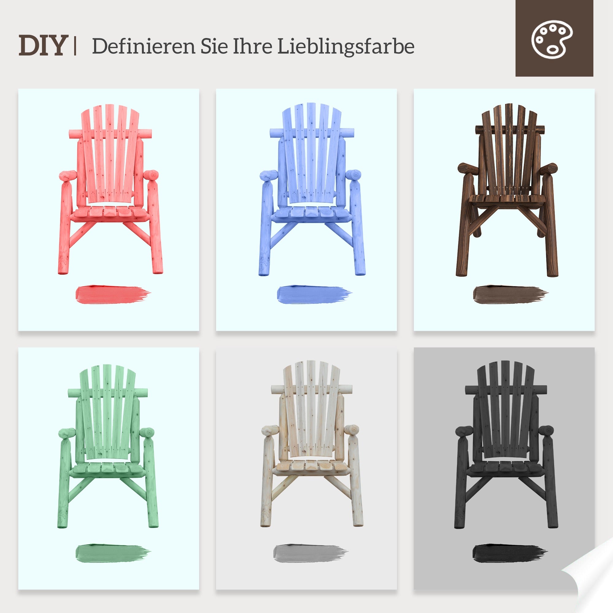 Adirondack Chair Weatherproof Adirondack Chair made of Wood Outdoor Garden Chair with High Backrest and Armrests Balcony Chair Garden Seat for Garden, Terrace Balcony 83 x 68 x 101 cm Charcoal