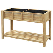 Raised Wooden Planter Stand - Planter with Removable Separator, Shelf, Irrigation Inserts, Drainage Felt Included - Dim. 115L x 46W x 75H cm - Solid Fir Wood