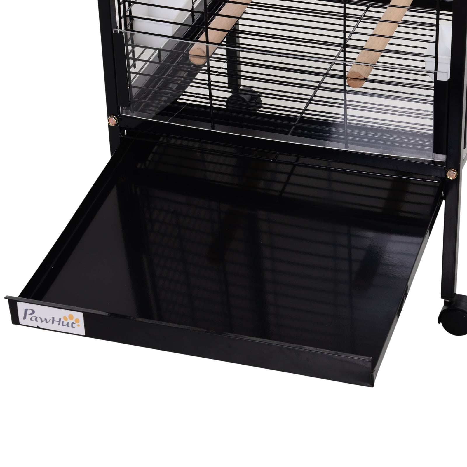 Metal Bird Cage with 3 Removable Wooden Perches Spacious for Parrots Canaries Parakeets with 4 Wheels 54x54x151 cm Black