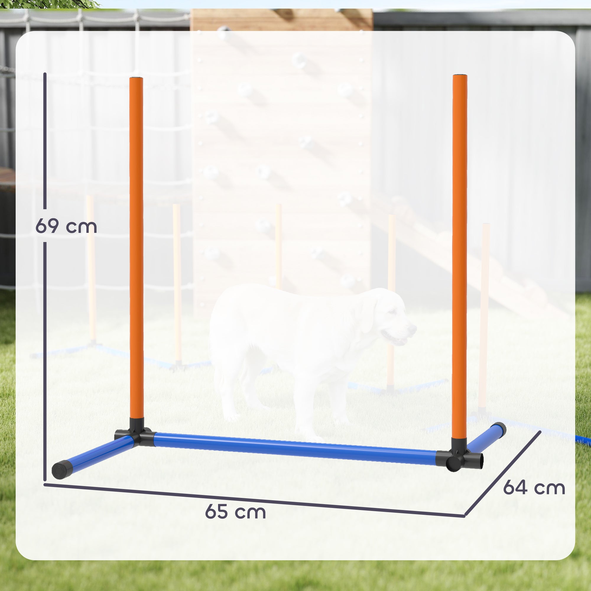 3-Piece Dog Agility Set with Weave Poles, Ground Stakes & Carry Bag — Portable Indoor/Outdoor Training Kit, Orange