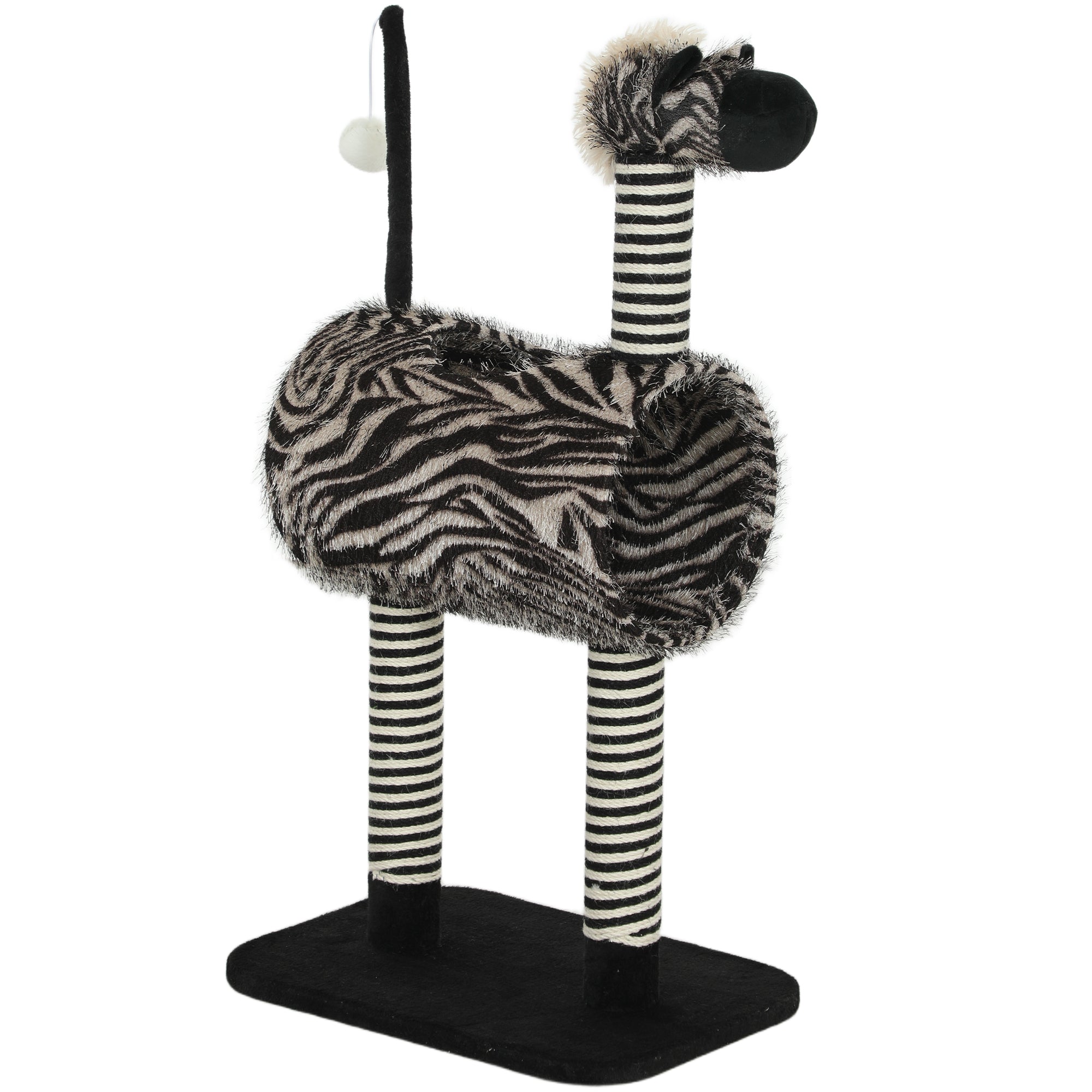 Cat Tree, Height 93 cm, Cat Tree in Zebra Design, Climbing Tree with Cat Tunnel, Cat Scratching Post with Jute Posts, Play Tree, Cat Furniture, Black+White