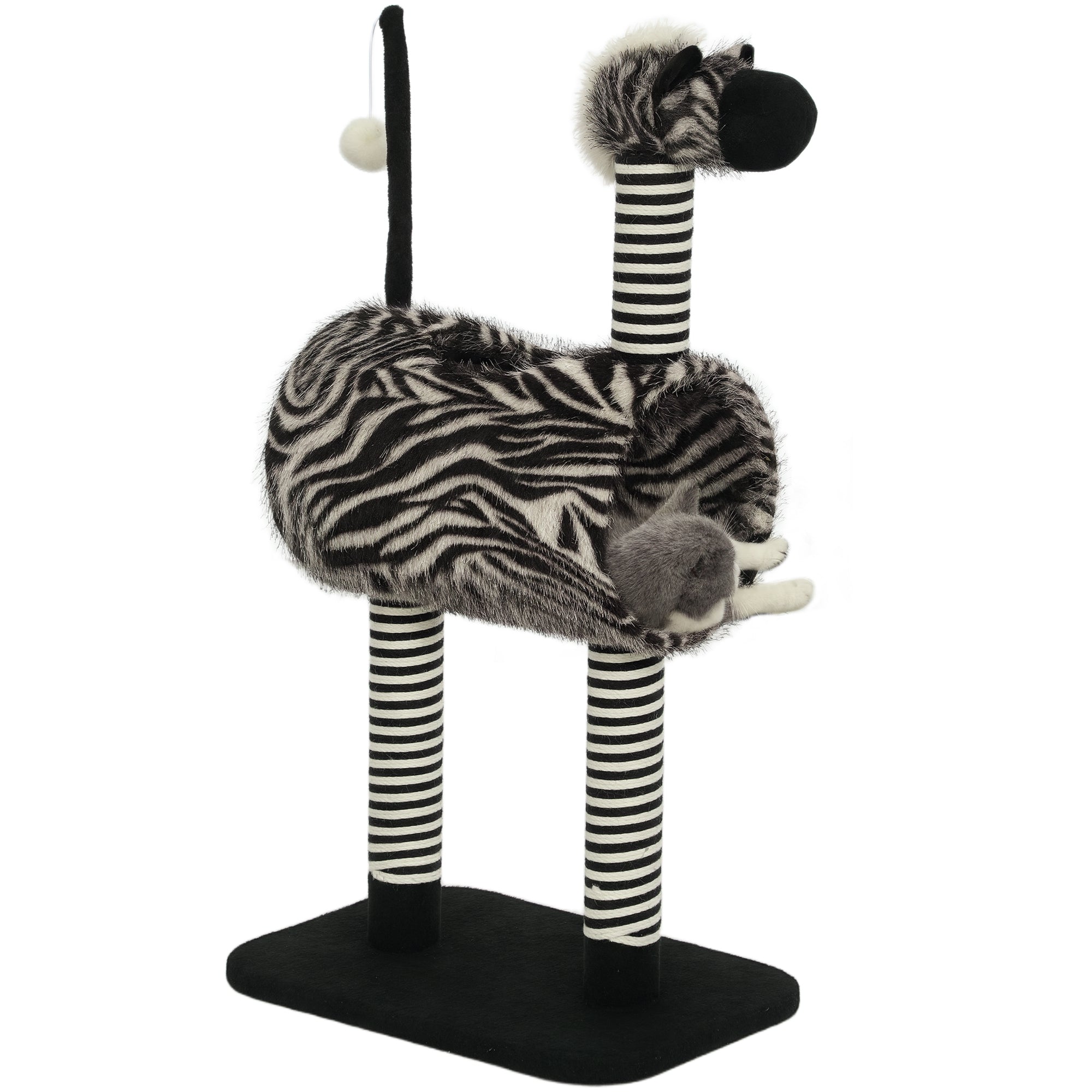 Cat Tree, Height 93 cm, Cat Tree in Zebra Design, Climbing Tree with Cat Tunnel, Cat Scratching Post with Jute Posts, Play Tree, Cat Furniture, Black+White
