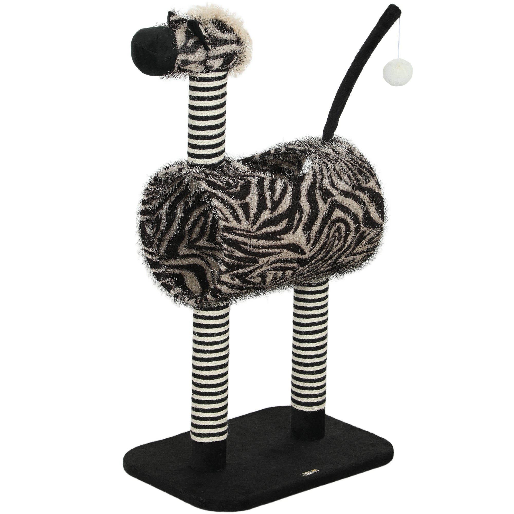 Cat Tree, Height 93 cm, Cat Tree in Zebra Design, Climbing Tree with Cat Tunnel, Cat Scratching Post with Jute Posts, Play Tree, Cat Furniture, Black+White