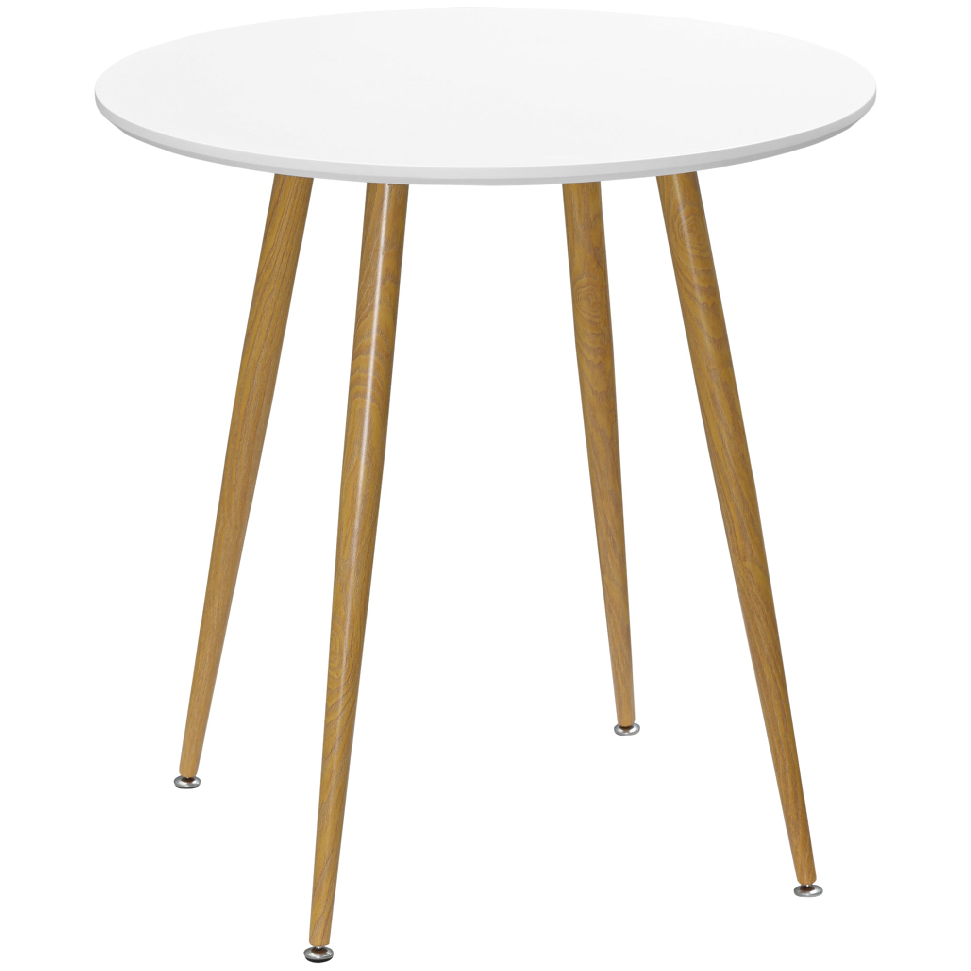 Round Dining Table for 2 People Nordic Style Kitchen Table with Matte Top and Metal Legs for Living Room Load 80 kg Ø72x75 cm White