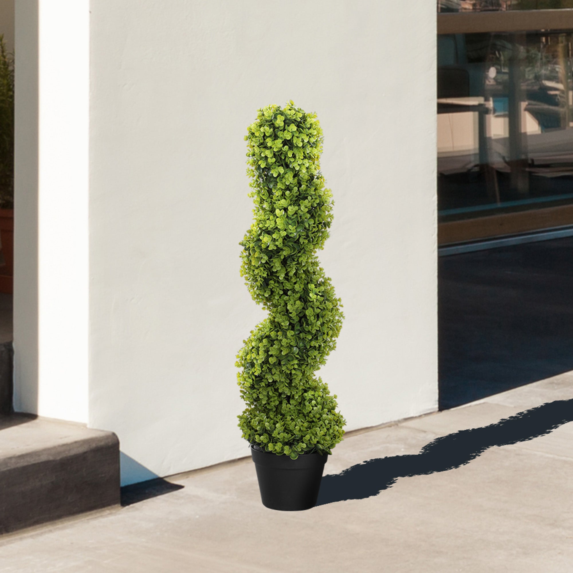 Artificial Spiral Eucalyptus Plant with Pot UV Resistant, Indoor and Outdoor Decoration, Height 90 cm, Green