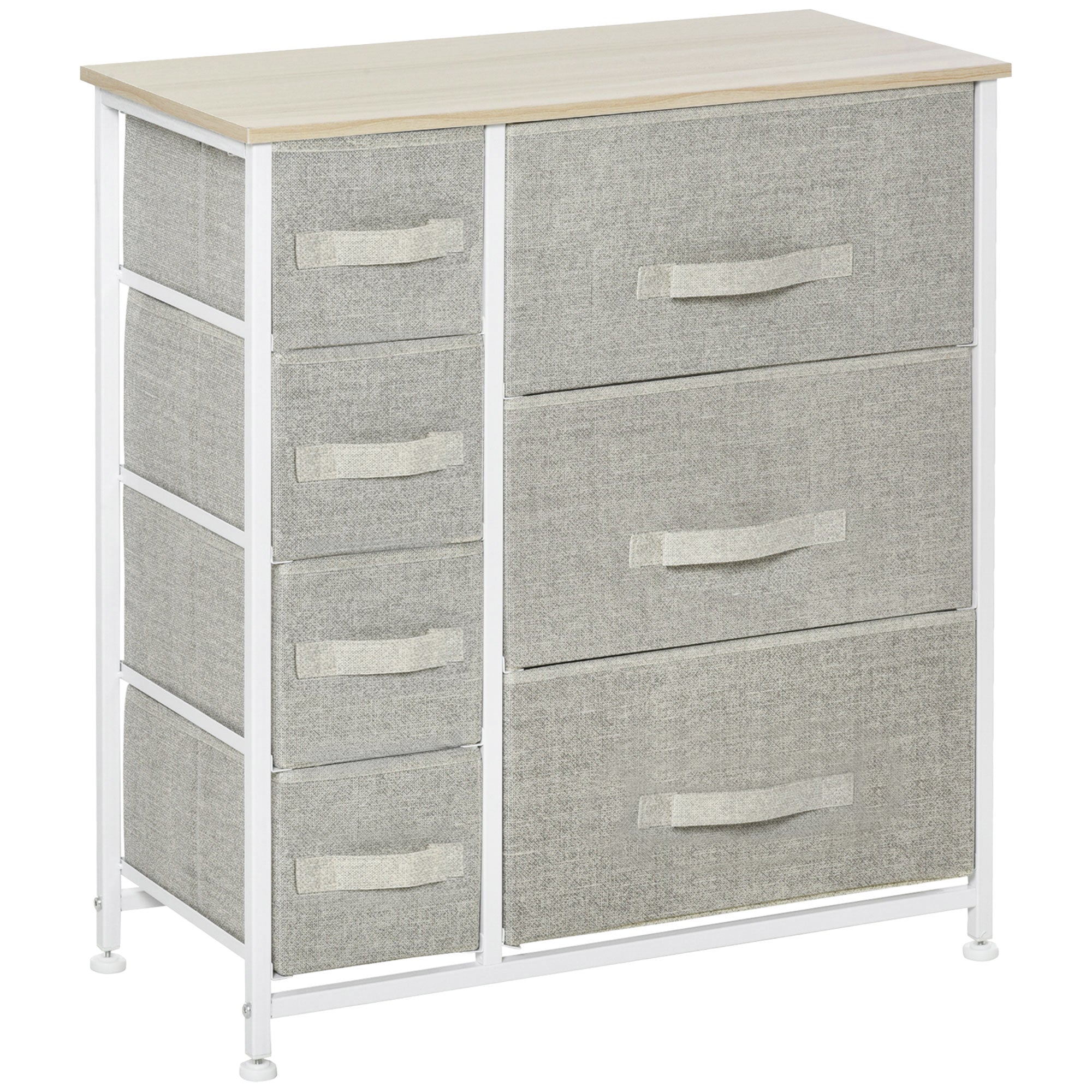 Dresser with 7 Non-Woven Fabric Drawers Storage Cabinet for Bedroom Living Room Hallway 63.5x30x71 cm Gray