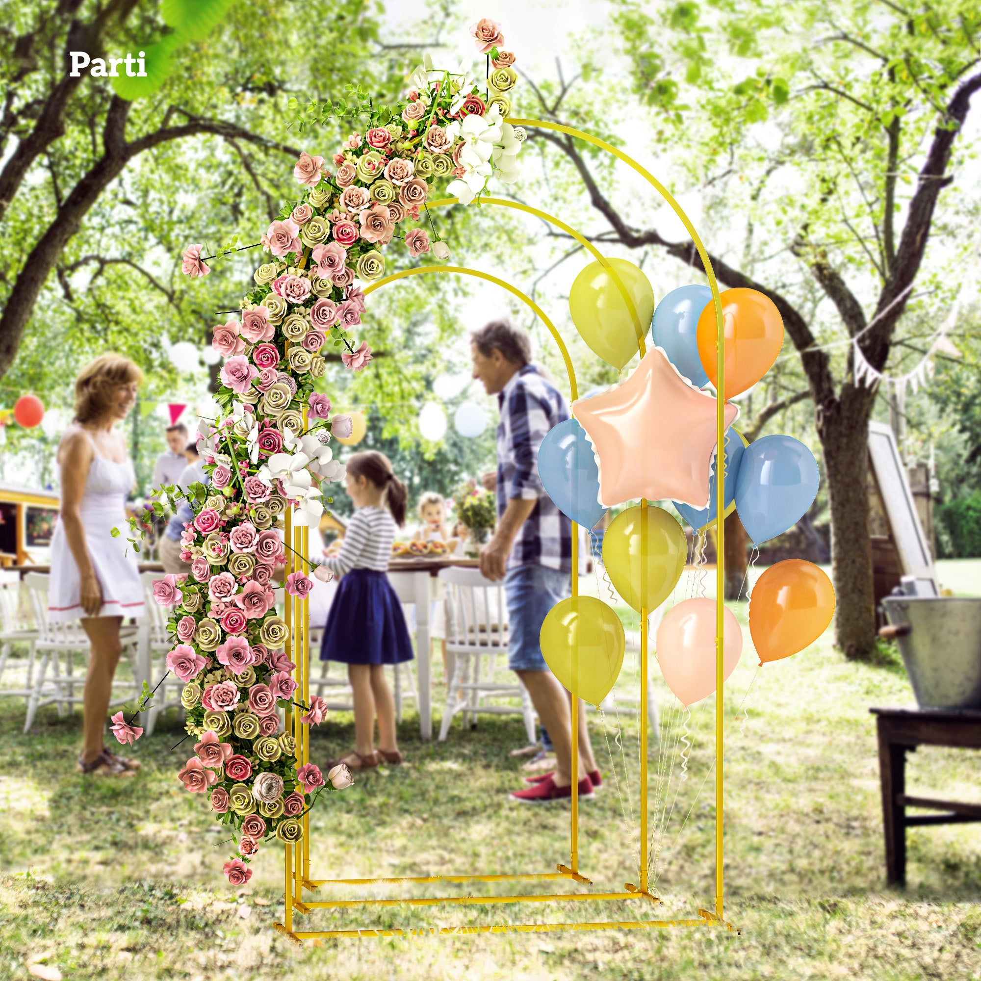 Set of 3 Golden Metal Wedding Arch Supports, 2.2m, 2m, 1.8m, Garden Arch, Wedding, Birthday Party, Baby Shower, Floral Balloon Arch