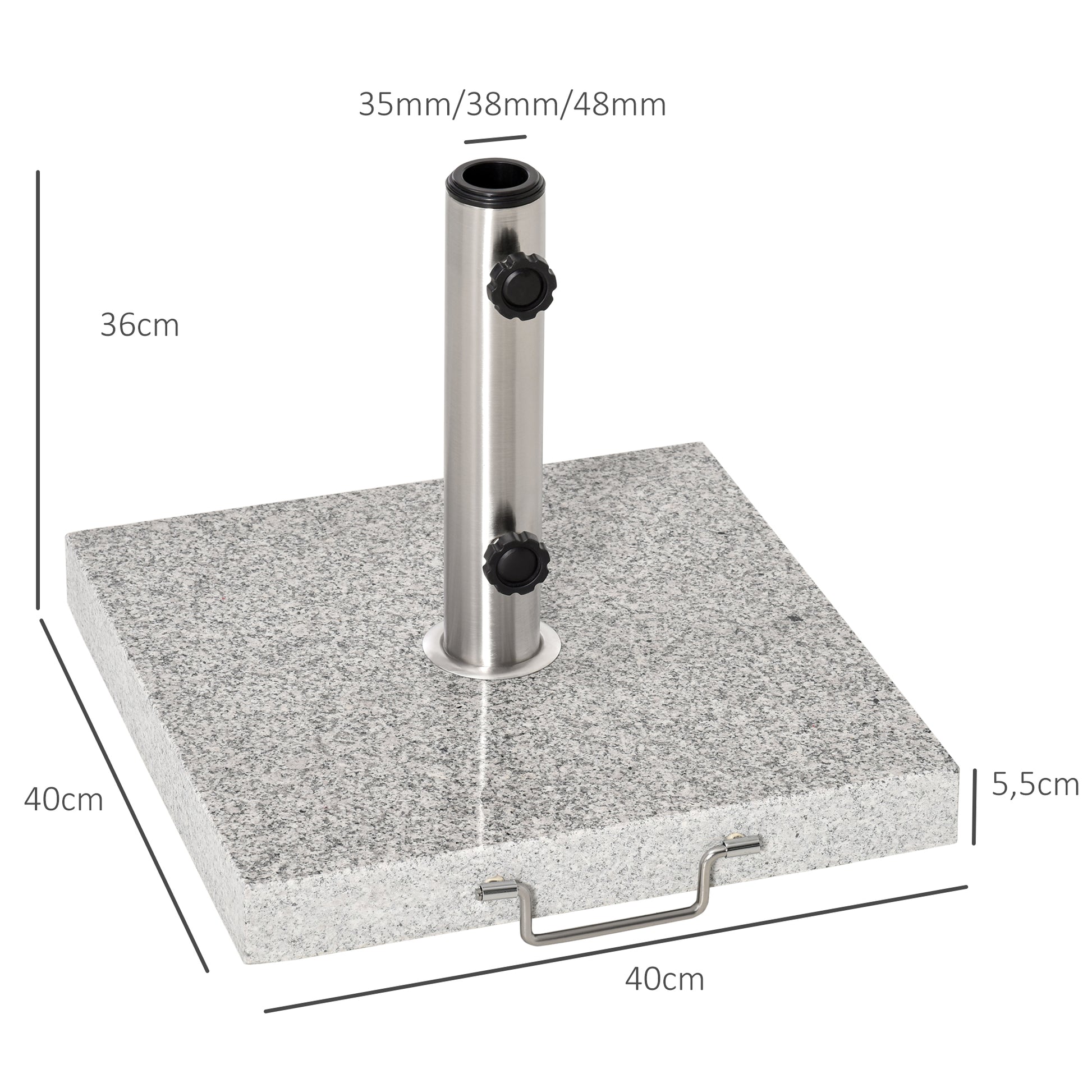 Stainless Steel Umbrella Stand with Handles, Half-Round Umbrella Holder, Umbrella Weight for Umbrella Ø3.8-Ø4.8 cm, for Balcony, Terrace, Garden, Gray