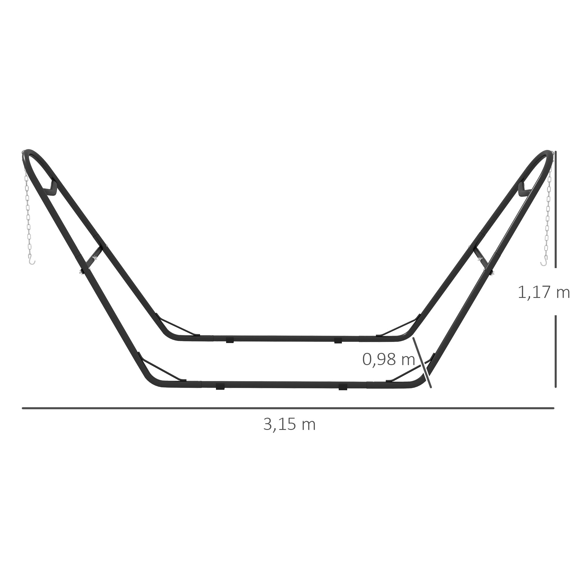 2-Person Hammock Stand — Adjustable Portable Metal Frame, Weather-Resistant, Fits 9–14.1 ft Hammocks, 551 lb Capacity, Black