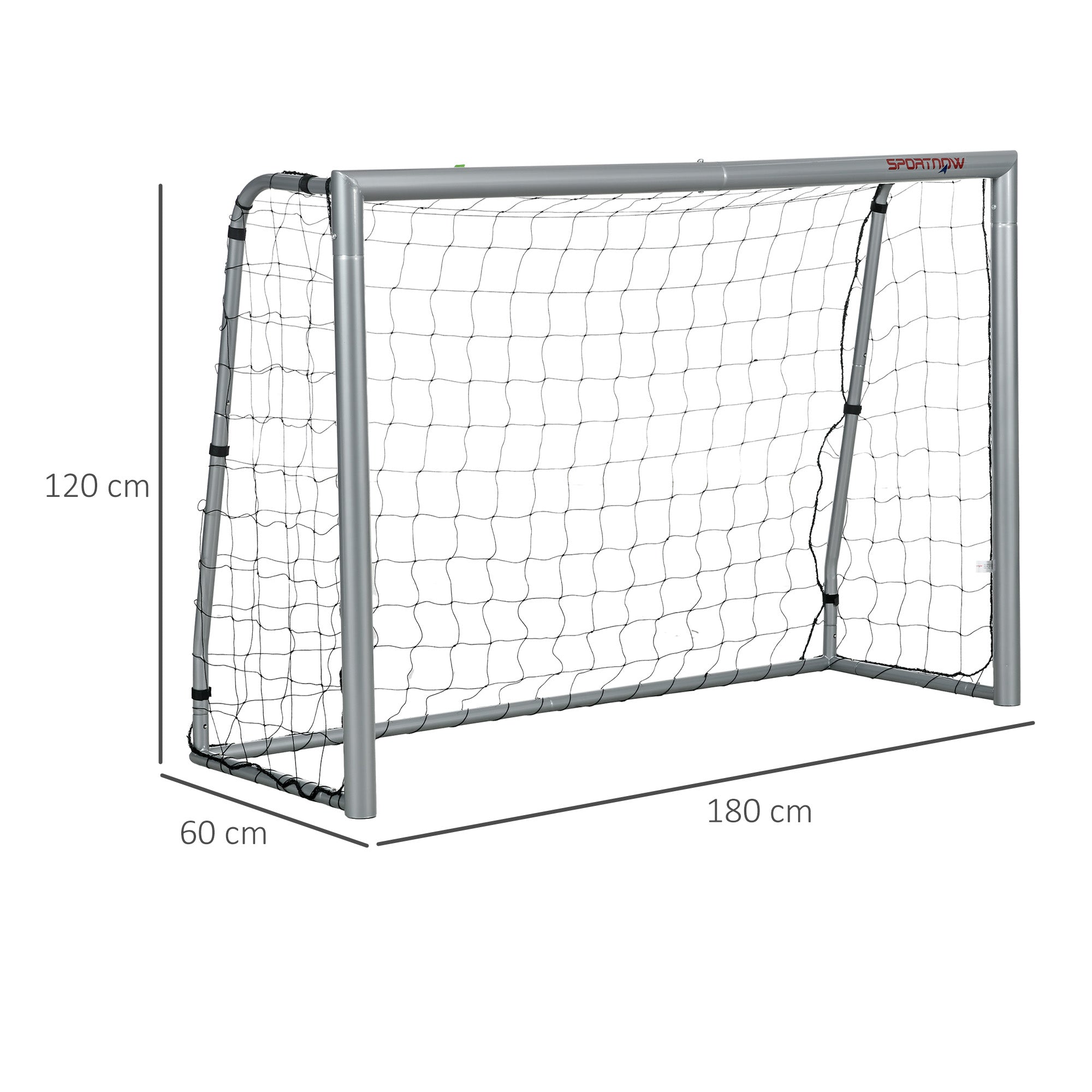 SPORTNOW Soccer Goal 180x120x60 cm with Screws and Pegs, Grey Soccer Net made of PE and Metal
