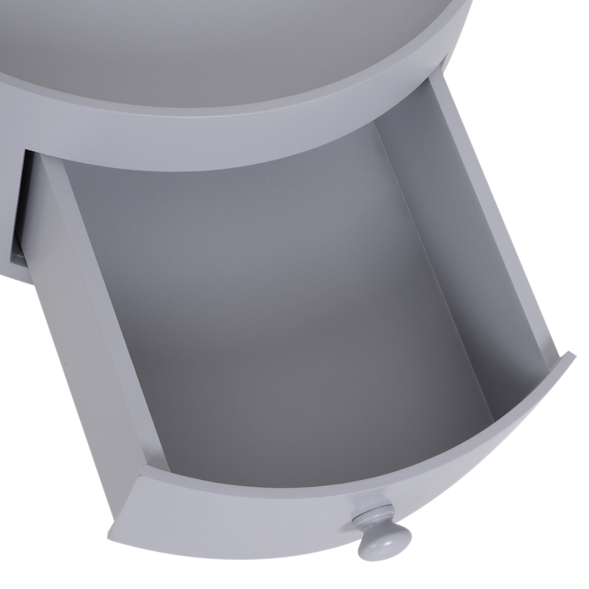 Coffee Table - Bedside Table - Round Bedside Table - Scandinavian Design Side Table with Drawer Tapered Angled Solid Wood Legs Light Oak Gray