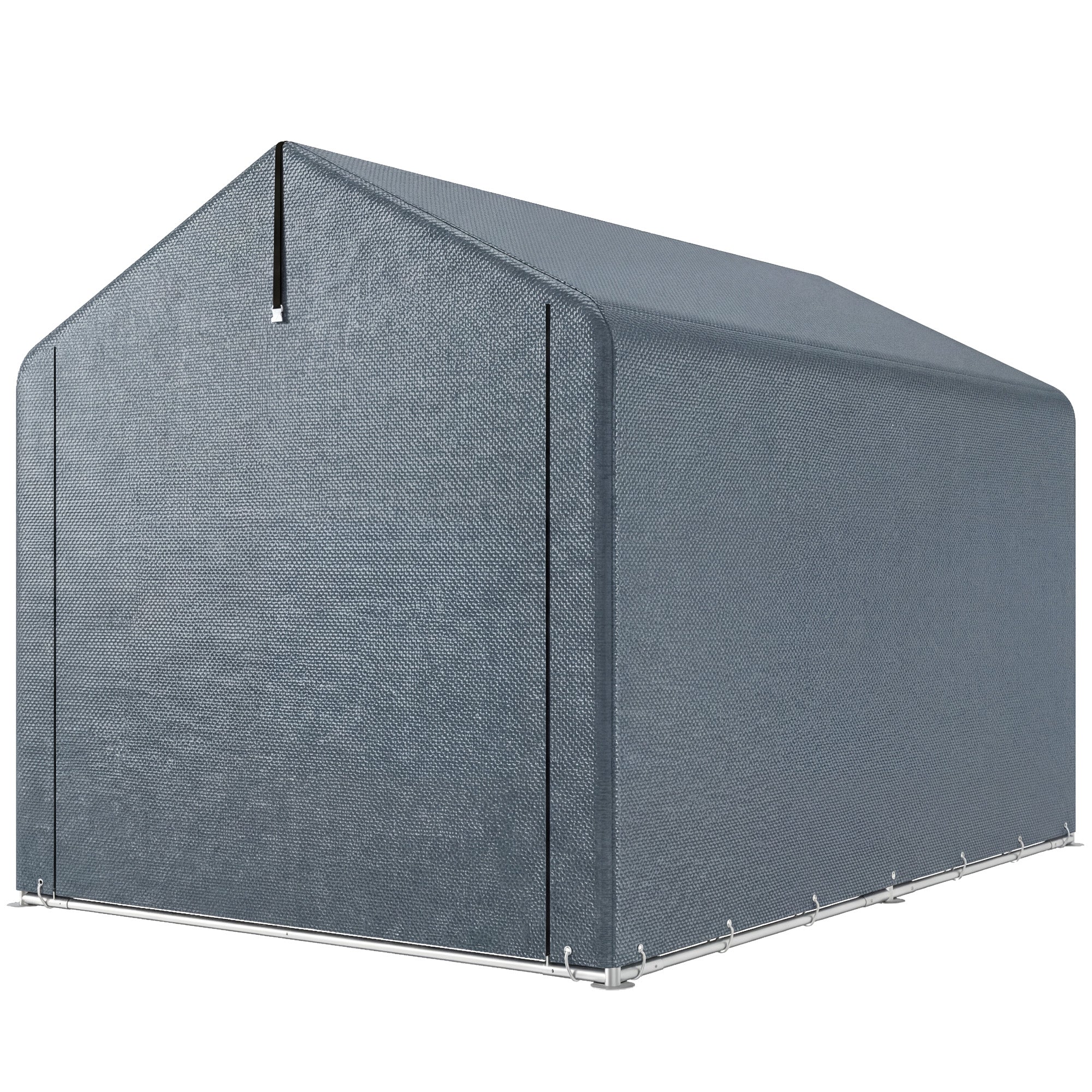 7.2 x 5.2 ft Waterproof Storage Tent with Roll-Up Zipper Door, Gable Roof Steel Frame, UV-Resistant — Dark Gray