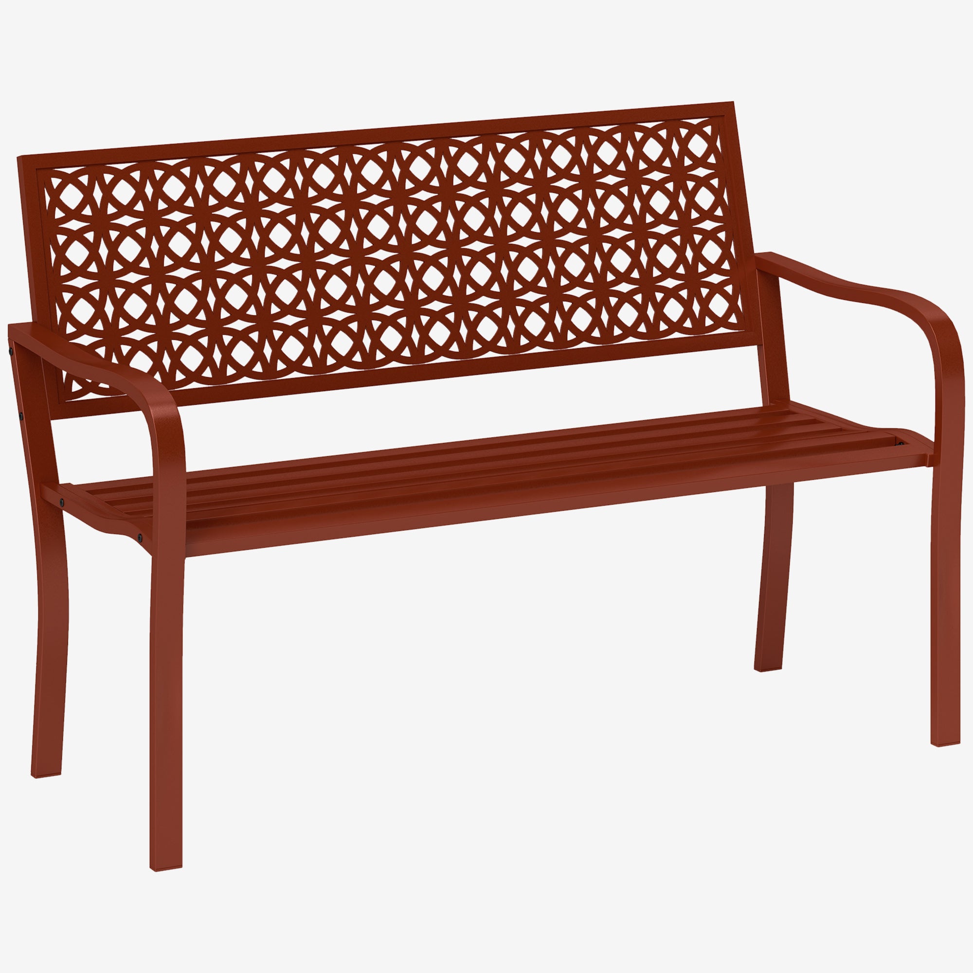 2-Seater Garden Bench, Weatherproof Bench, Garden Furniture with Back & Armrests, Park Bench 240kg Capacity, Balcony Bench for balcony Terrace, Garden, 127 x 63 x 85cm, Red