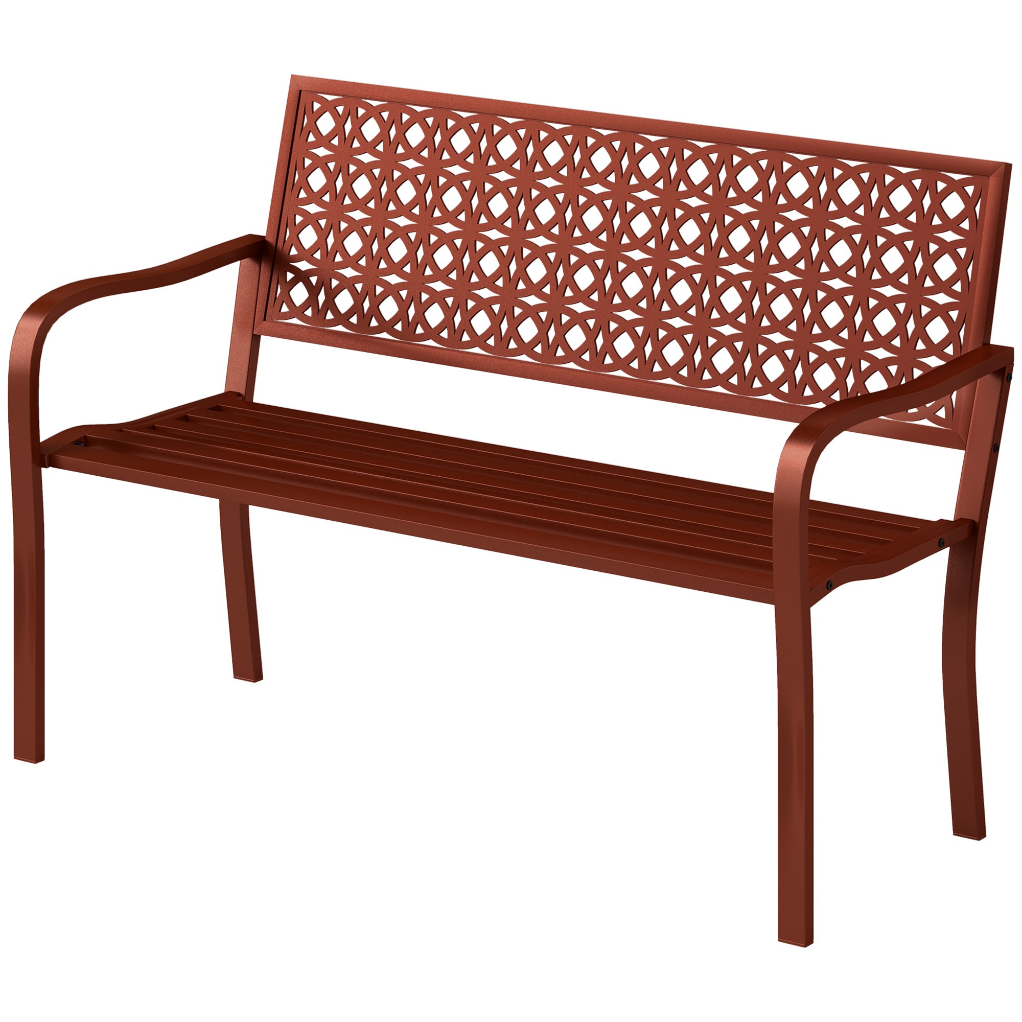 2-Seater Garden Bench, Weatherproof Bench, Garden Furniture with Back & Armrests, Park Bench 240kg Capacity, Balcony Bench for balcony Terrace, Garden, 127 x 63 x 85cm, Red