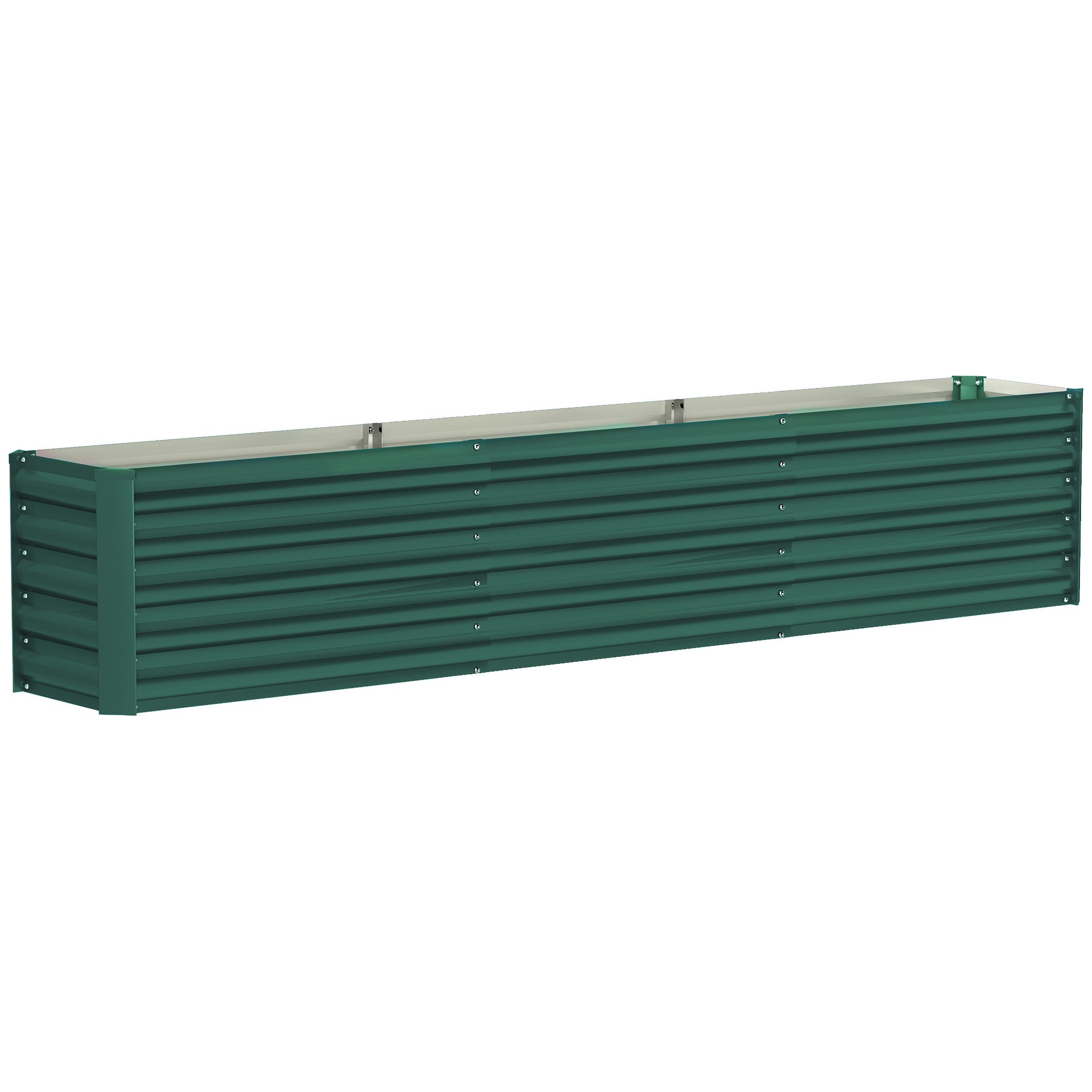 Square Raised Garden Bed, Galvanized Steel Elevated Planter Box with Support Bars and Corner Plates, Open Bottom, Elevated Garden Bed for Vegetable Plants, Flowers, 240 x 40 x 45 cm, Green