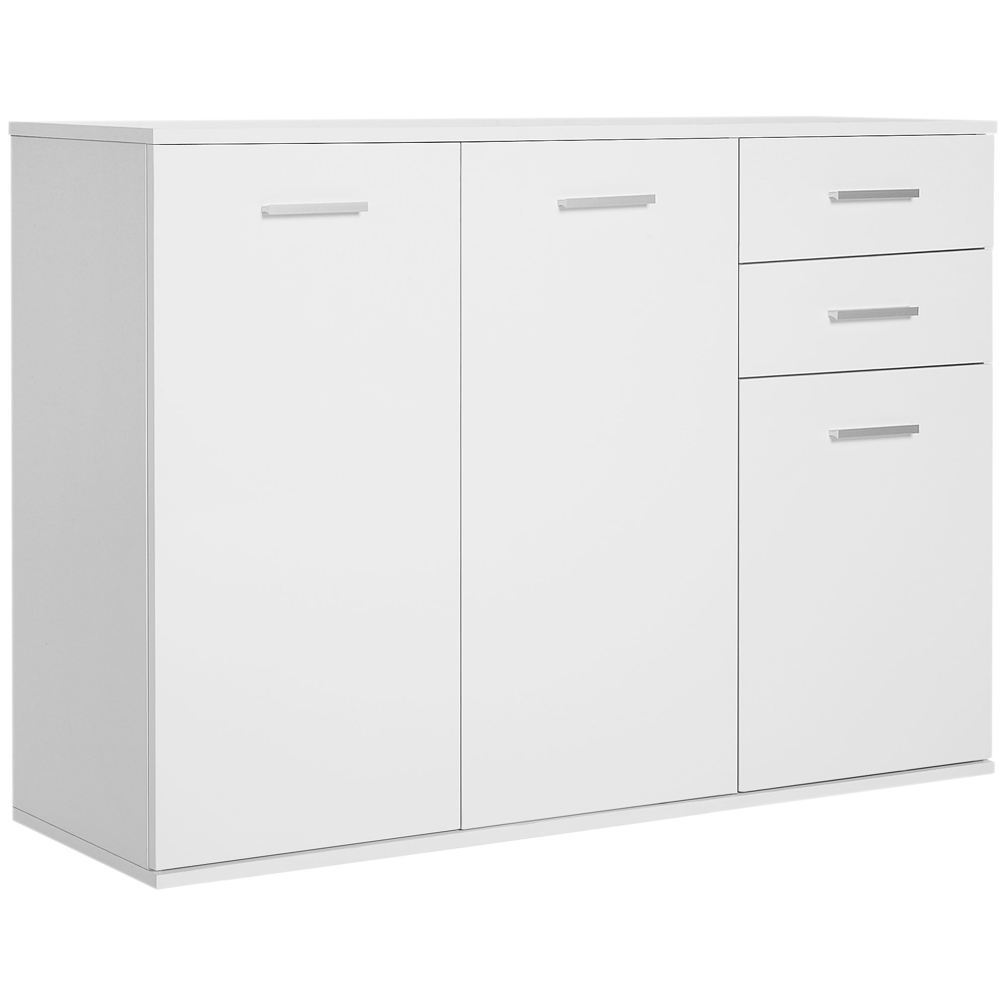 Kitchen Sideboard Cabinet with 2 Doors Living Room Buffet with 2 Drawers Adjustable Shelf Modern Style for Dining Room 106x35x76cm Glossy White