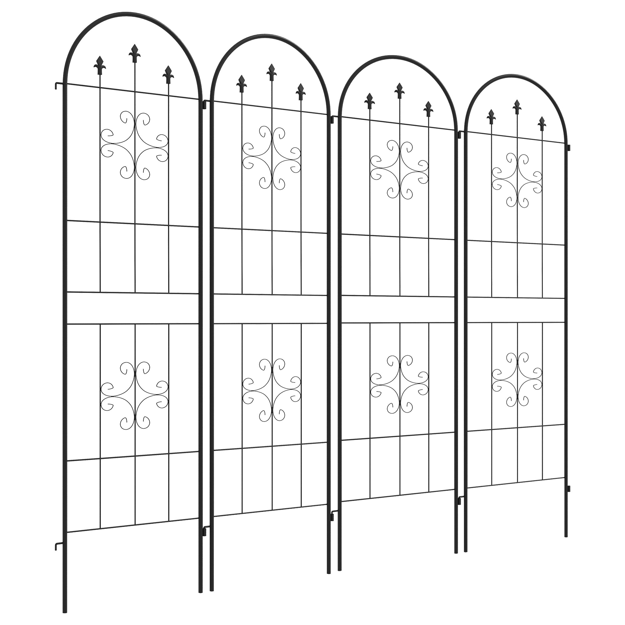 Set of 4 Garden Trellis, Plant Support Frame in Steel, 50 x 180 cm, Black