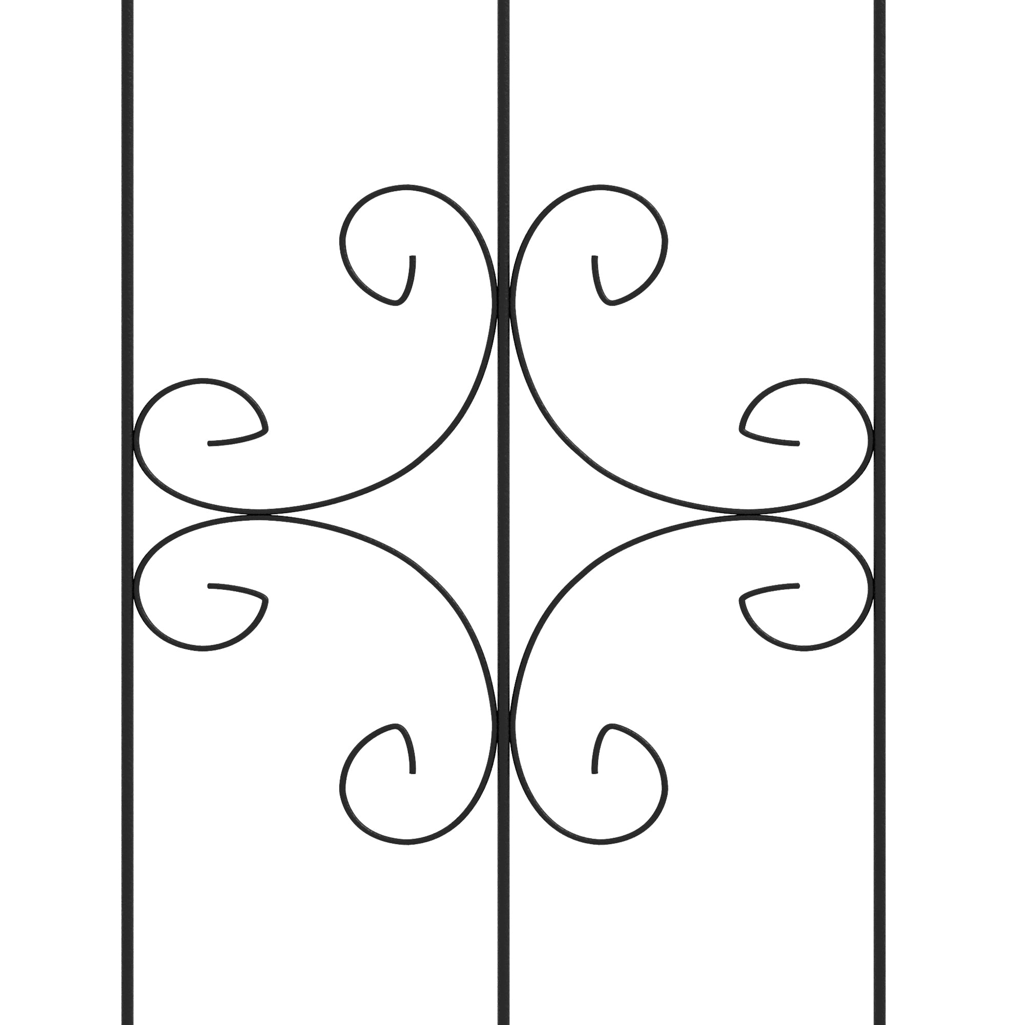 Set of 4 Garden Trellis, Plant Support Frame in Steel, 50 x 180 cm, Black